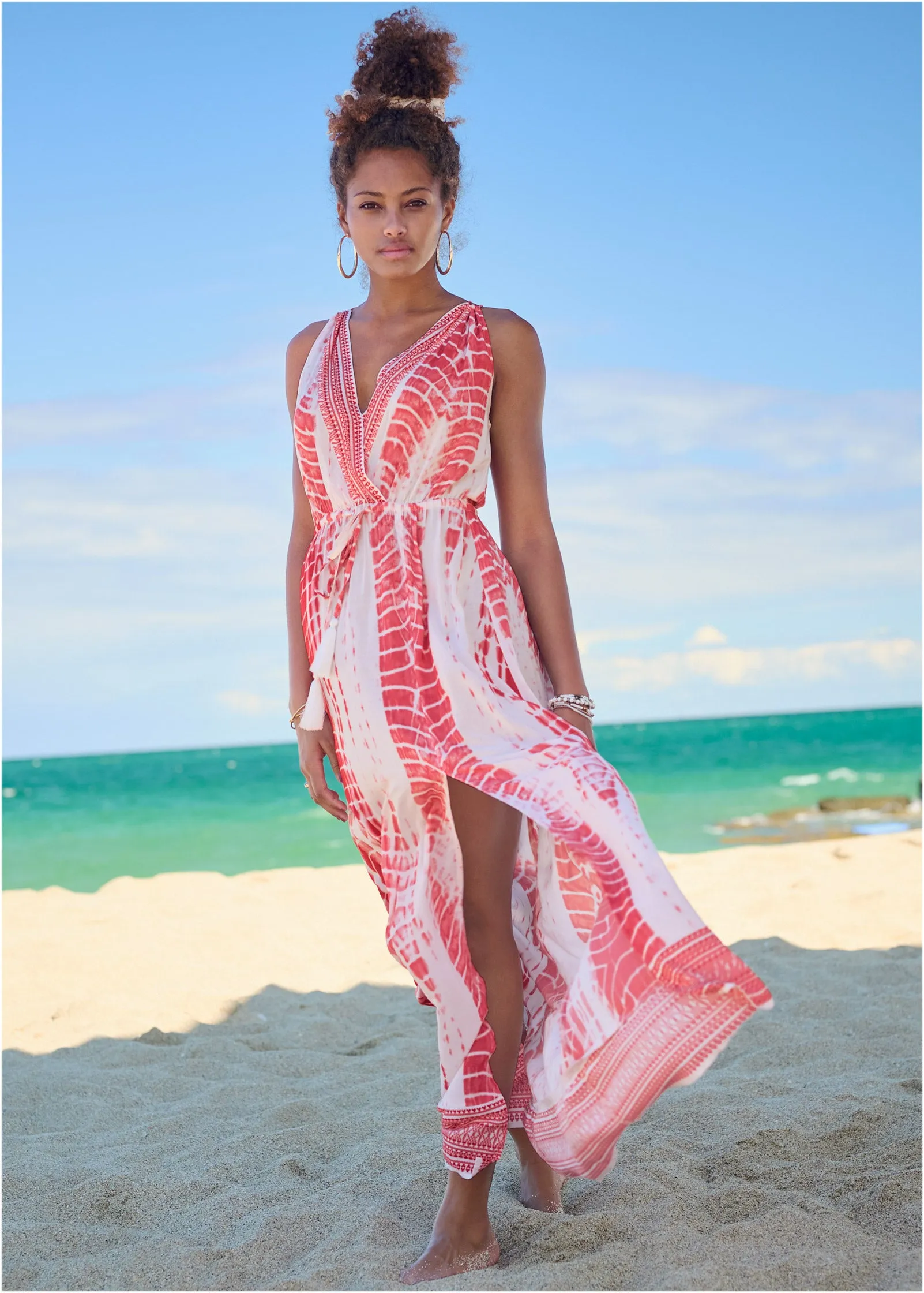 Maxi Cover-Up Dress - Pink Tie Dye sold by VENUS