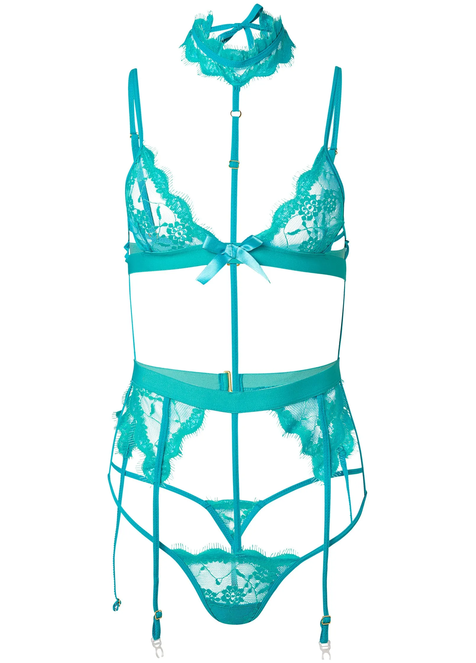 Sheer Lace Strappy Teddy - Teal sold by VENUS product image thumbnail 5