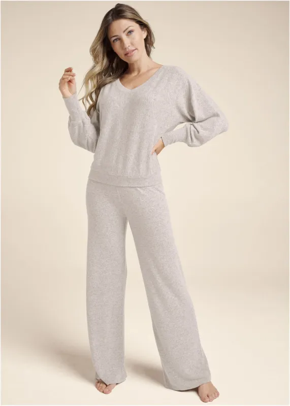 Hacci Wide Leg Pant Set - Taupe sold by VENUS