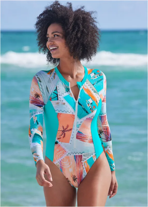 RASH GUARD ONE-PIECE - Vacation Letter sold by VENUS