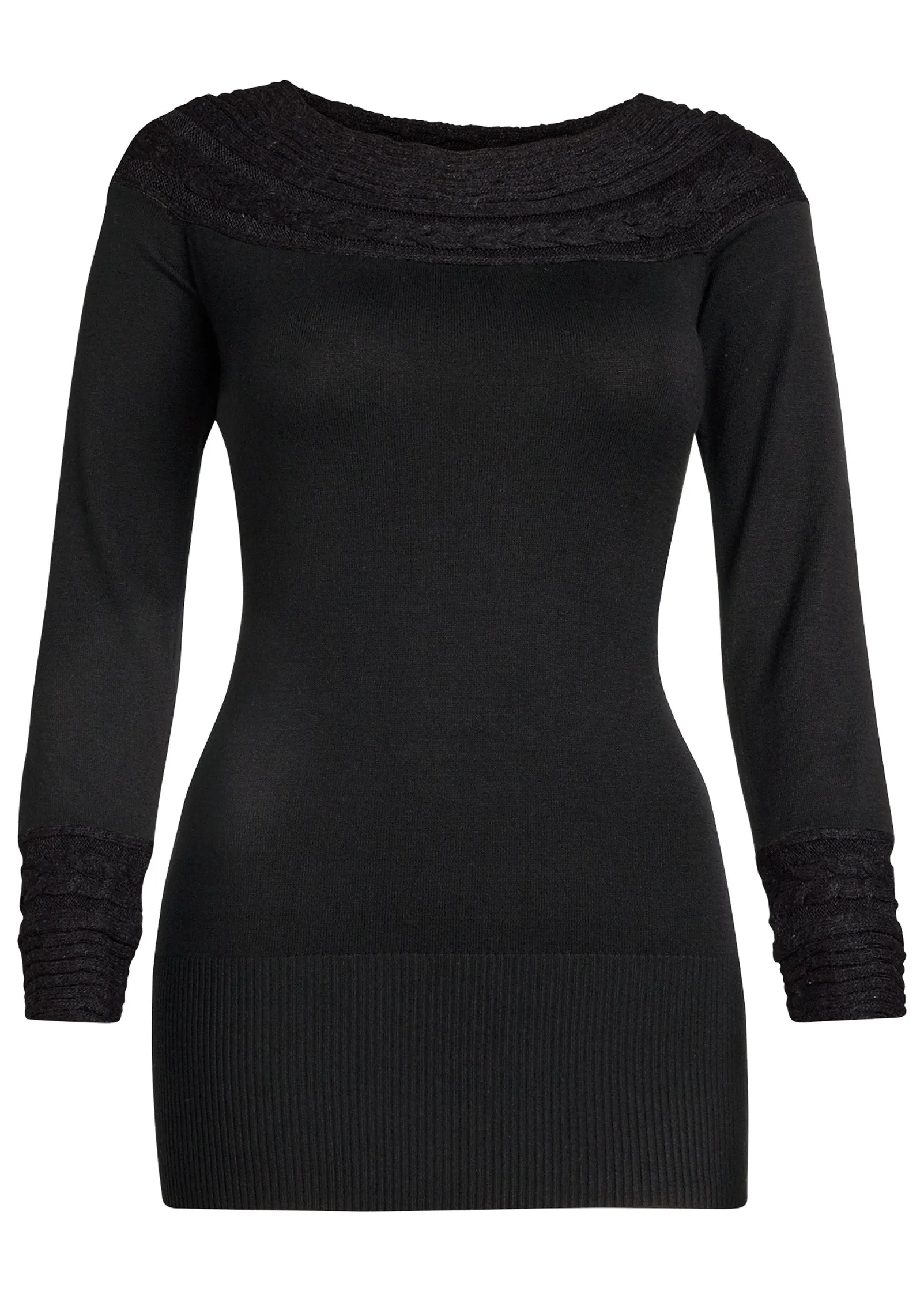 Cable Detail Tunic Sweater - Black sold by VENUS product image thumbnail 5