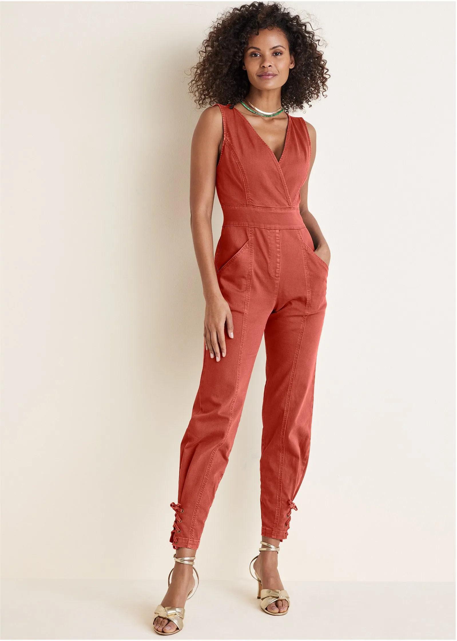 Twill Utility Jumpsuit - Burnt Orange sold by VENUS