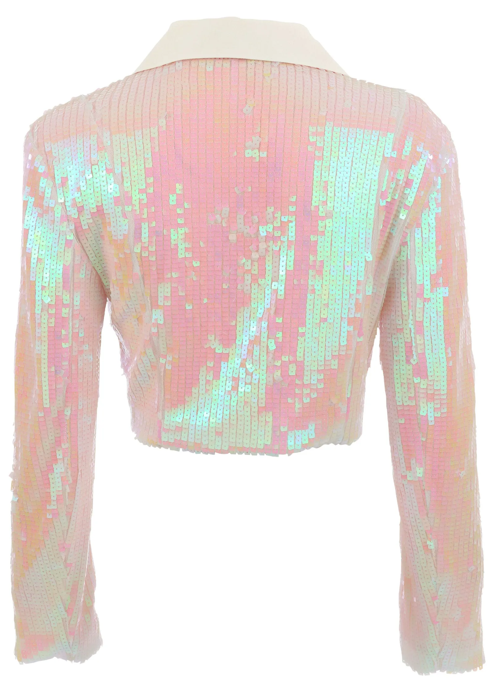 Cropped Sequin Blazer - Pearl White sold by VENUS product image thumbnail 5