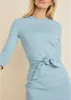 Ponte Tie Waist Dress - Light Blue sold by VENUS