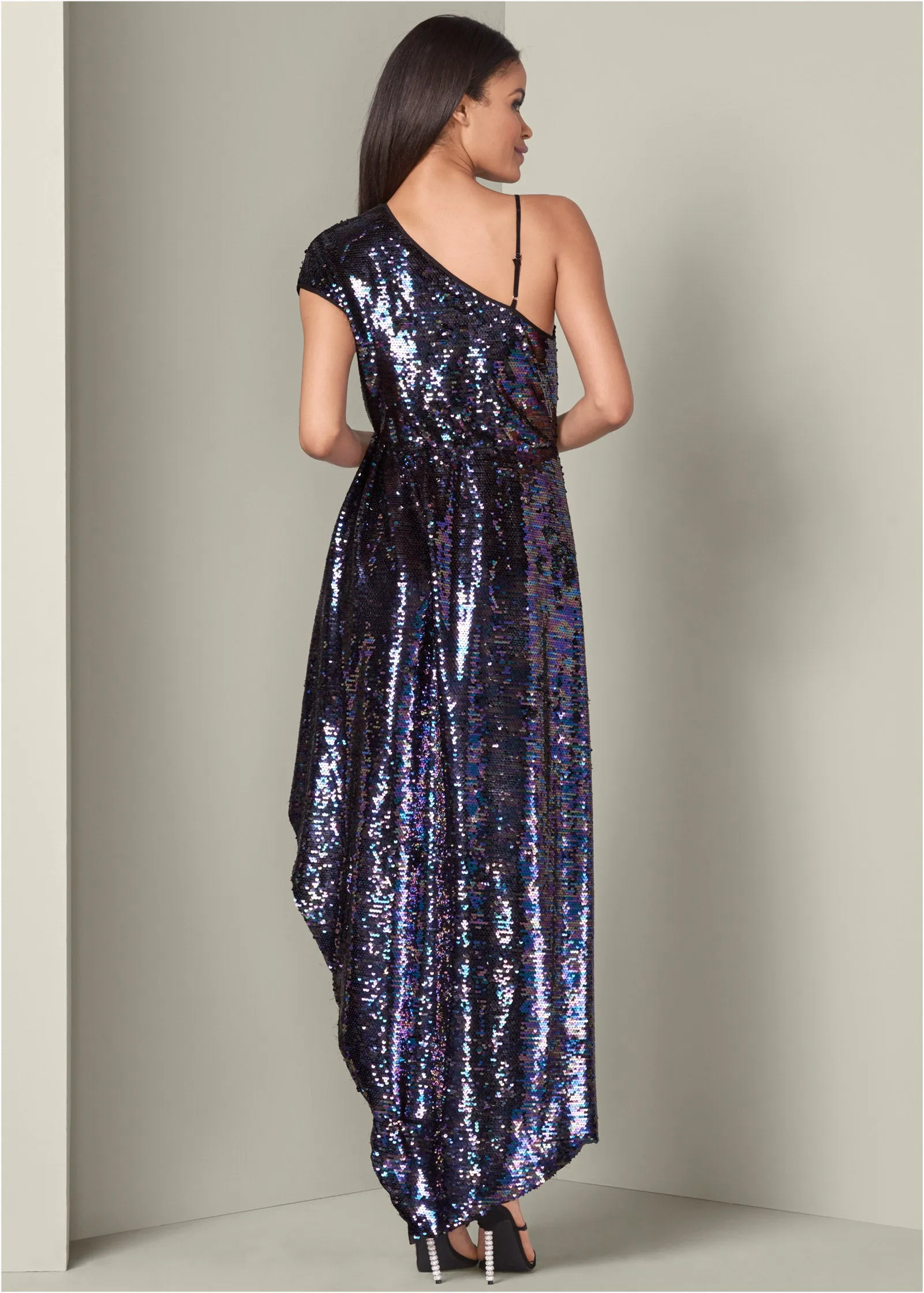 Sequin high low dress - Black Multi sold by VENUS product image thumbnail 2