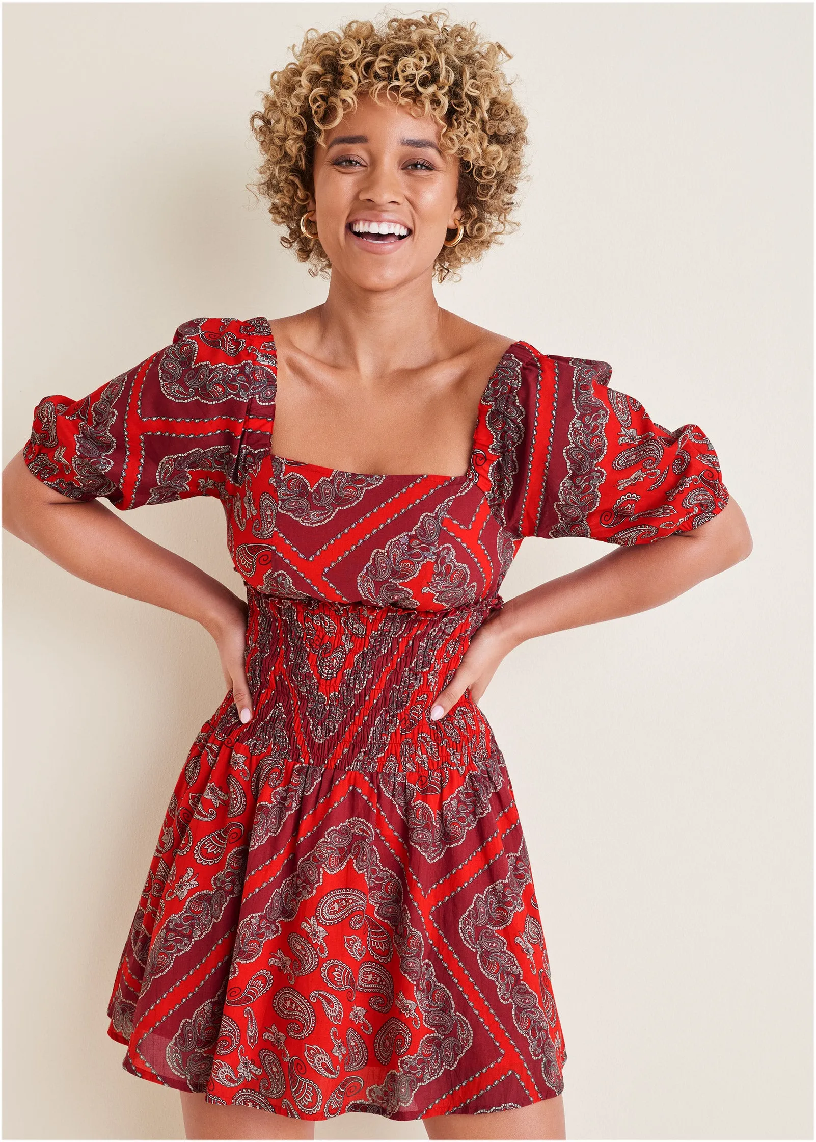 Cotton Voile Mini Dress - Bandana Red sold by VENUS