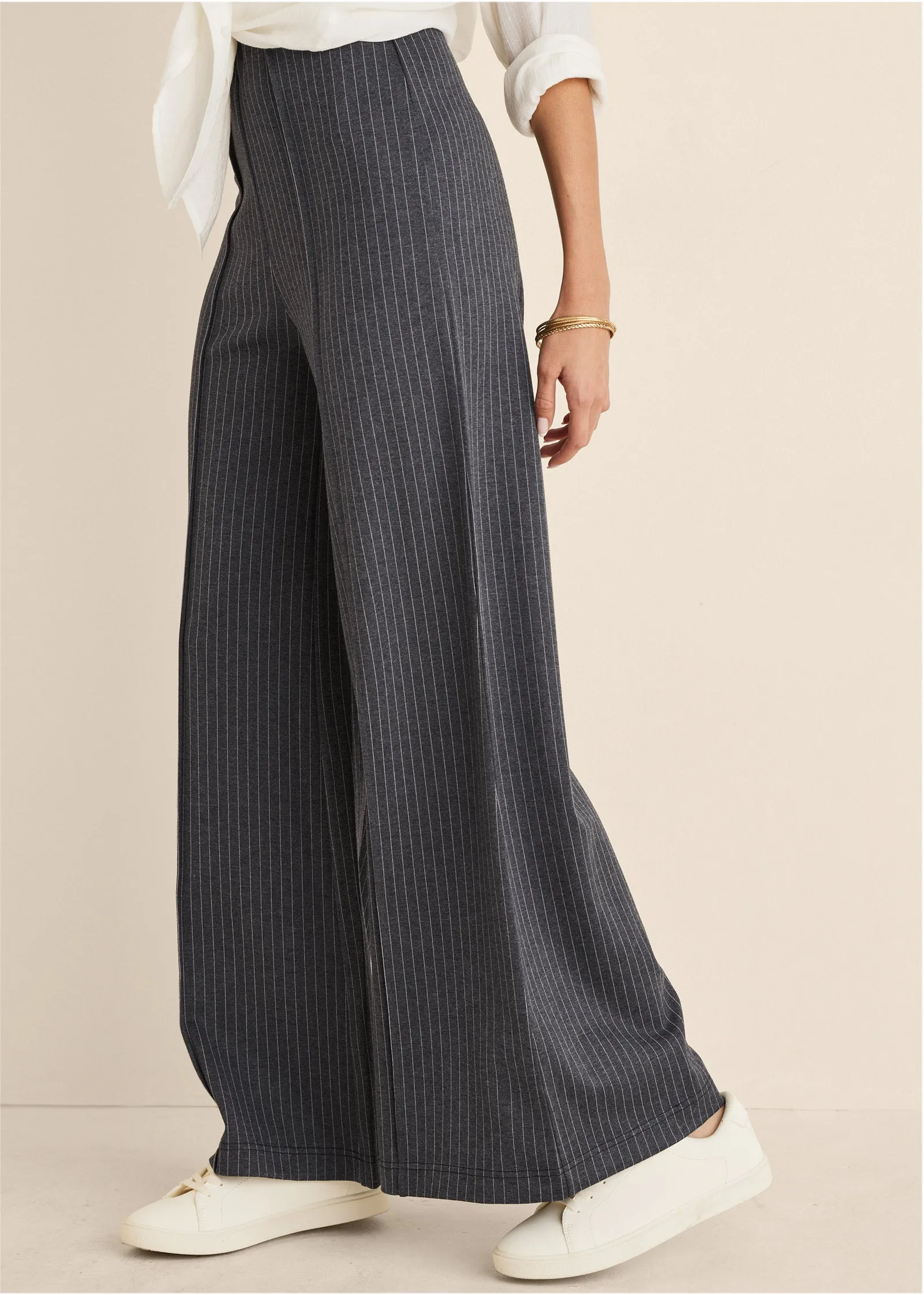 Diana Wide Leg Pants - Heather Grey & Cream sold by VENUS product image thumbnail 3
