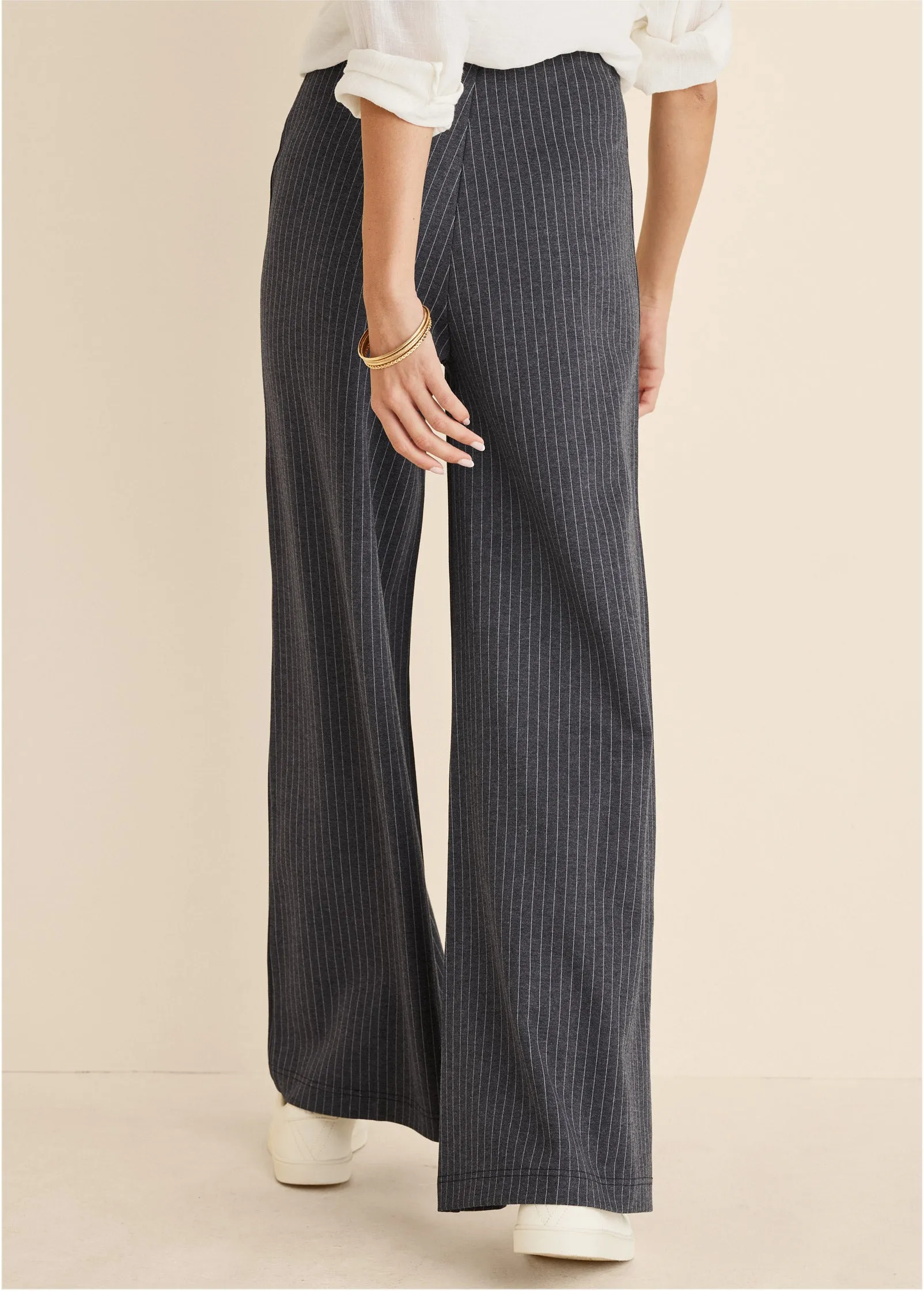 Diana Wide Leg Pants - Heather Grey & Cream sold by VENUS product image thumbnail 2