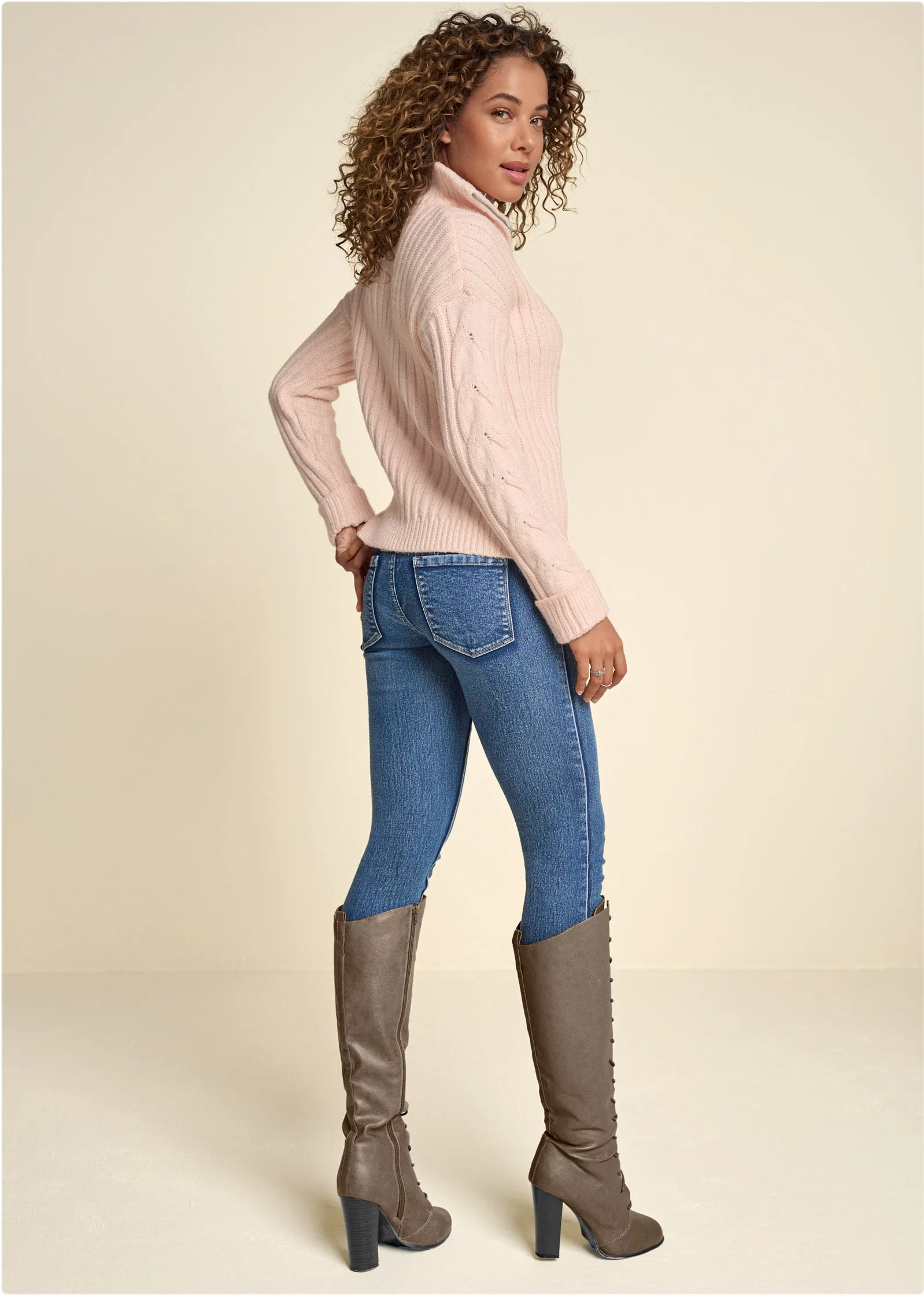 Quarter Zip Sweater - Blush sold by VENUS product image thumbnail 3