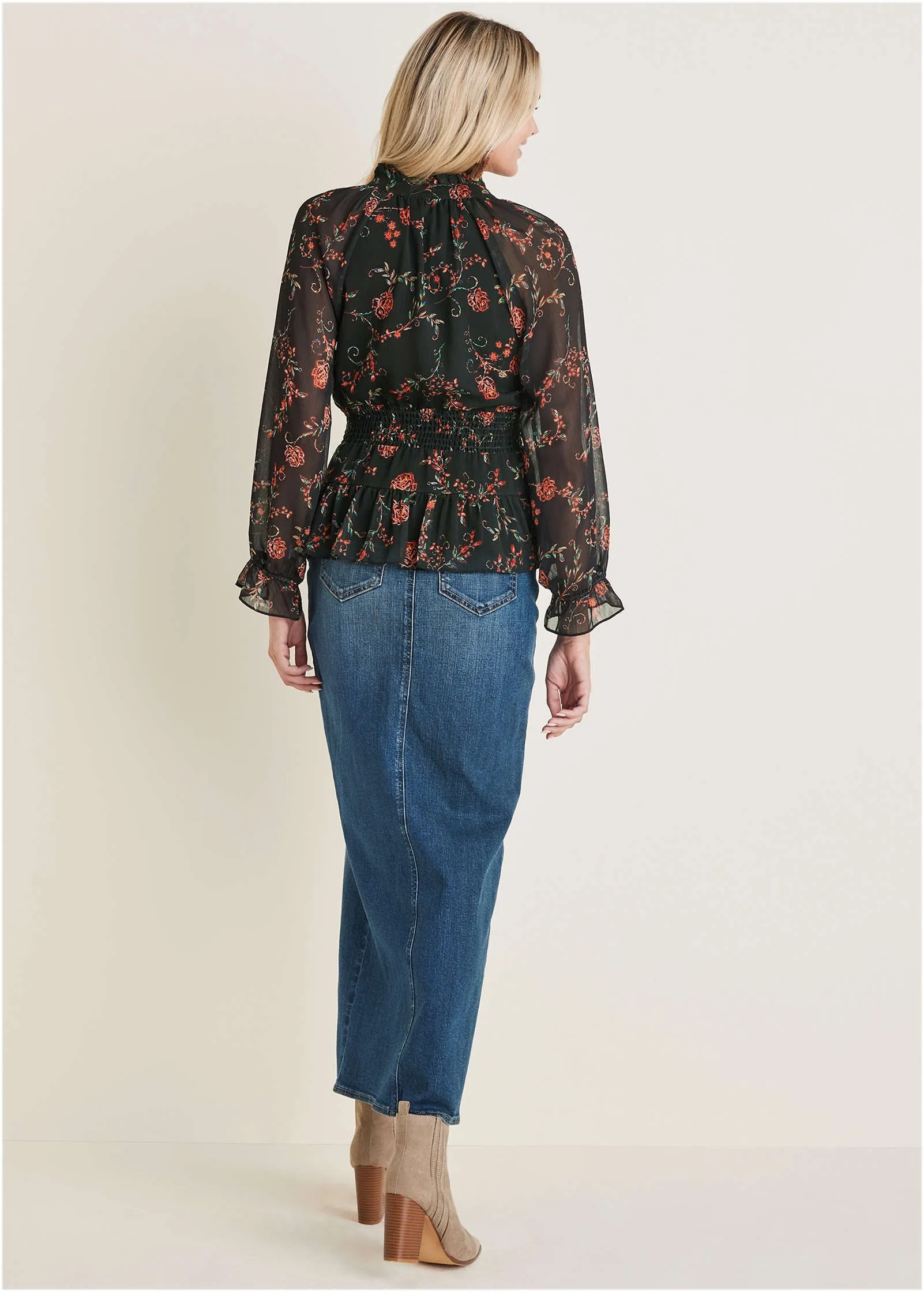 Sheer Printed Blouse - Gothic Roses sold by VENUS product image thumbnail 2