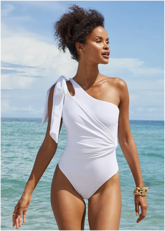 Bow Detail One Piece - Pearl White made by VENUS