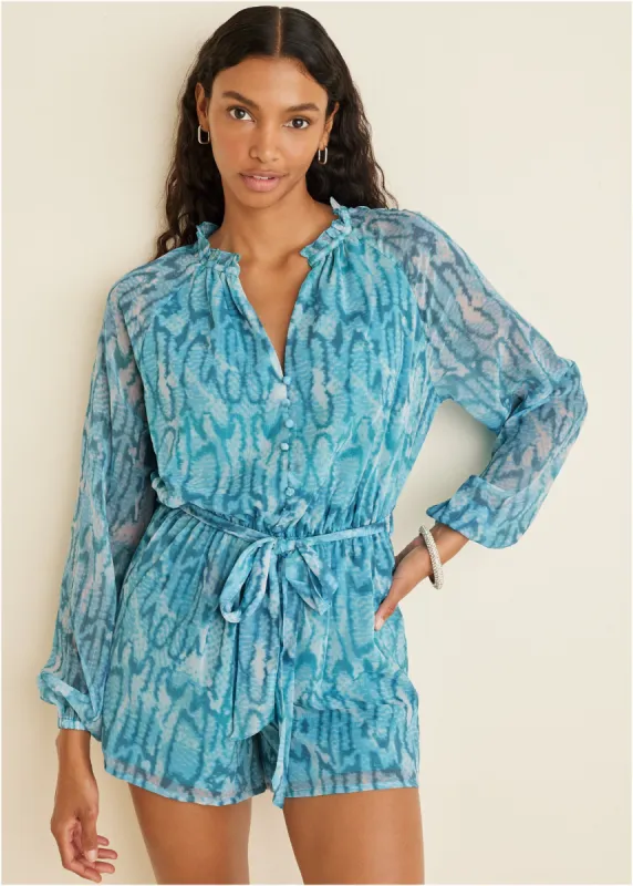 Crinkle Chiffon Romper - Water Snake sold by VENUS