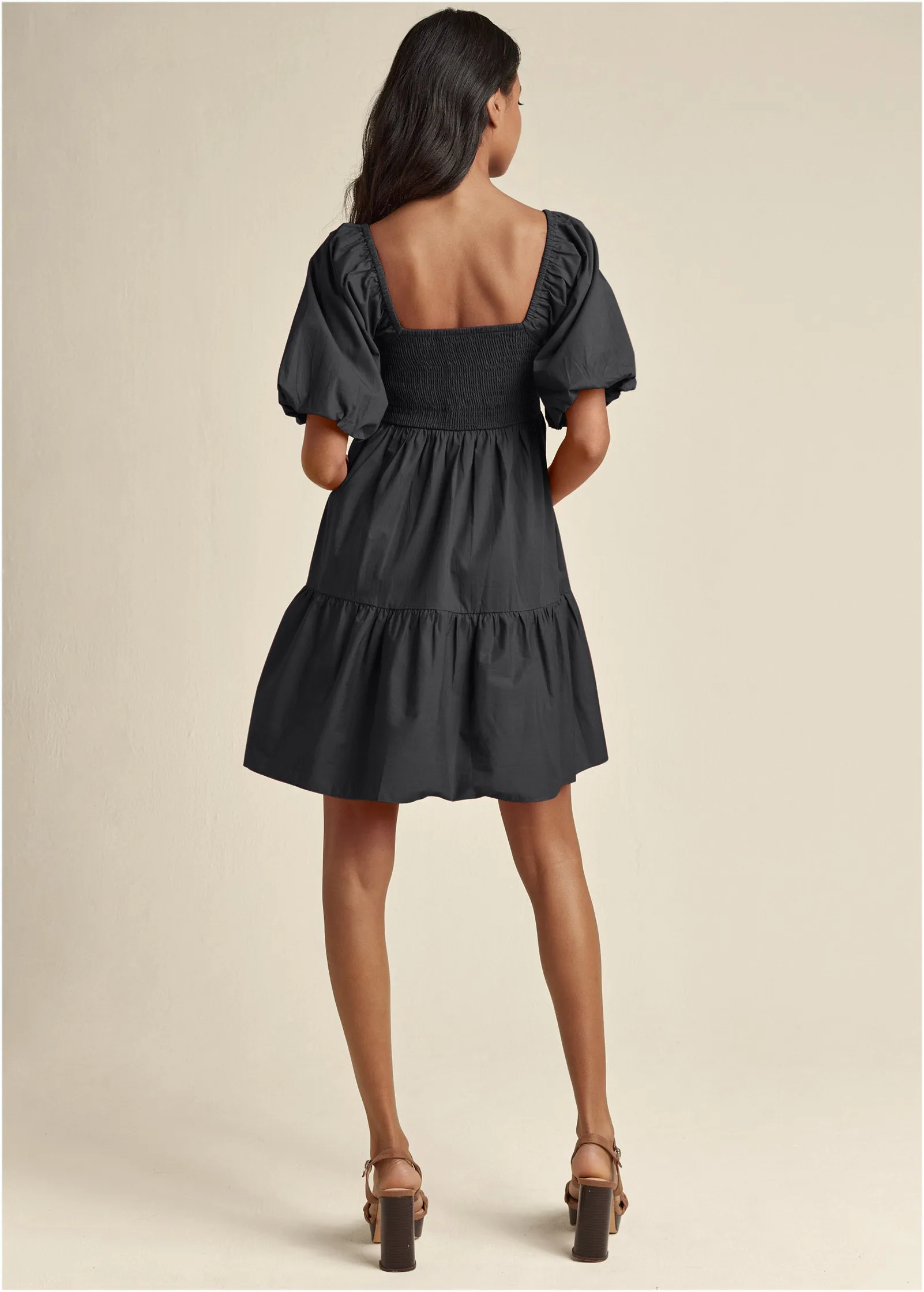 Puff Sleeve Mini Dress - Black sold by VENUS product image thumbnail 3