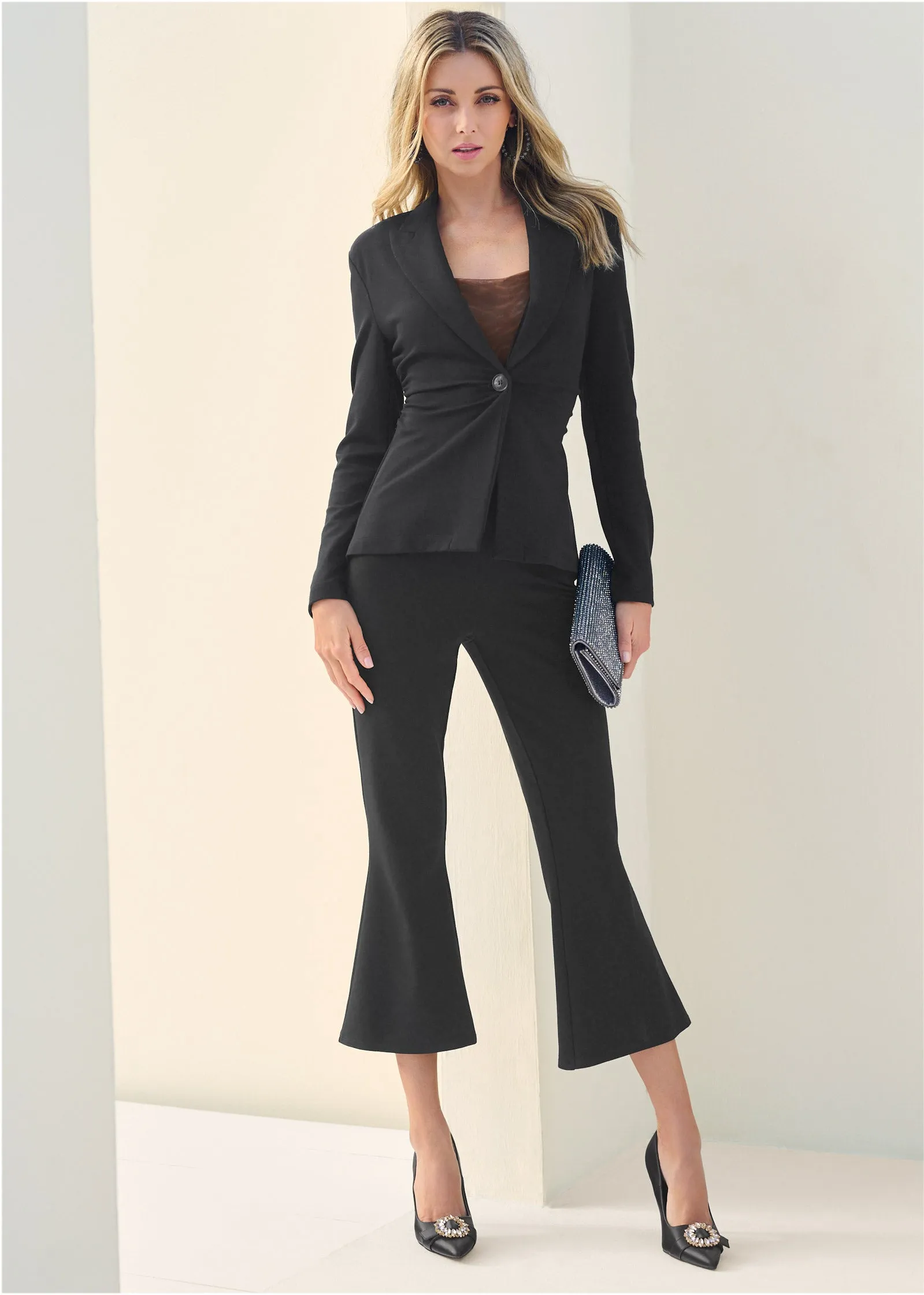 Kick Flare Suit Set - Black sold by VENUS