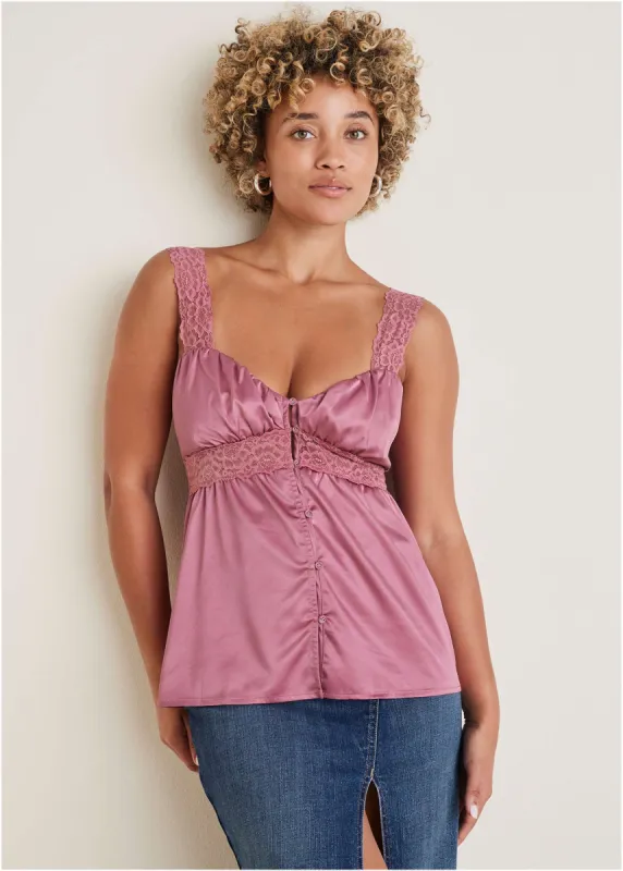 Satin Lace Cami - Heather Rose sold by VENUS