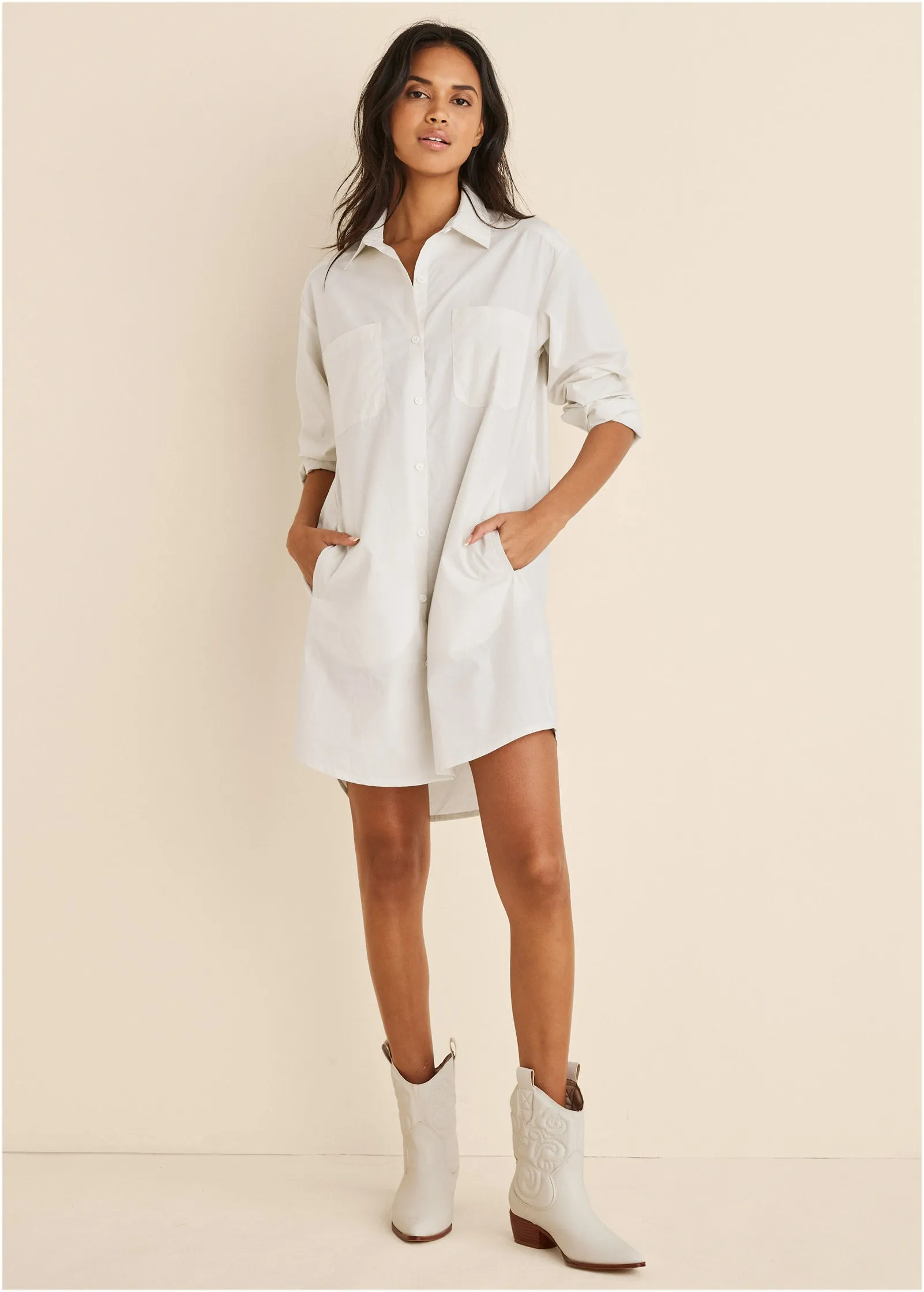 Shirt Dress - Off White sold by VENUS