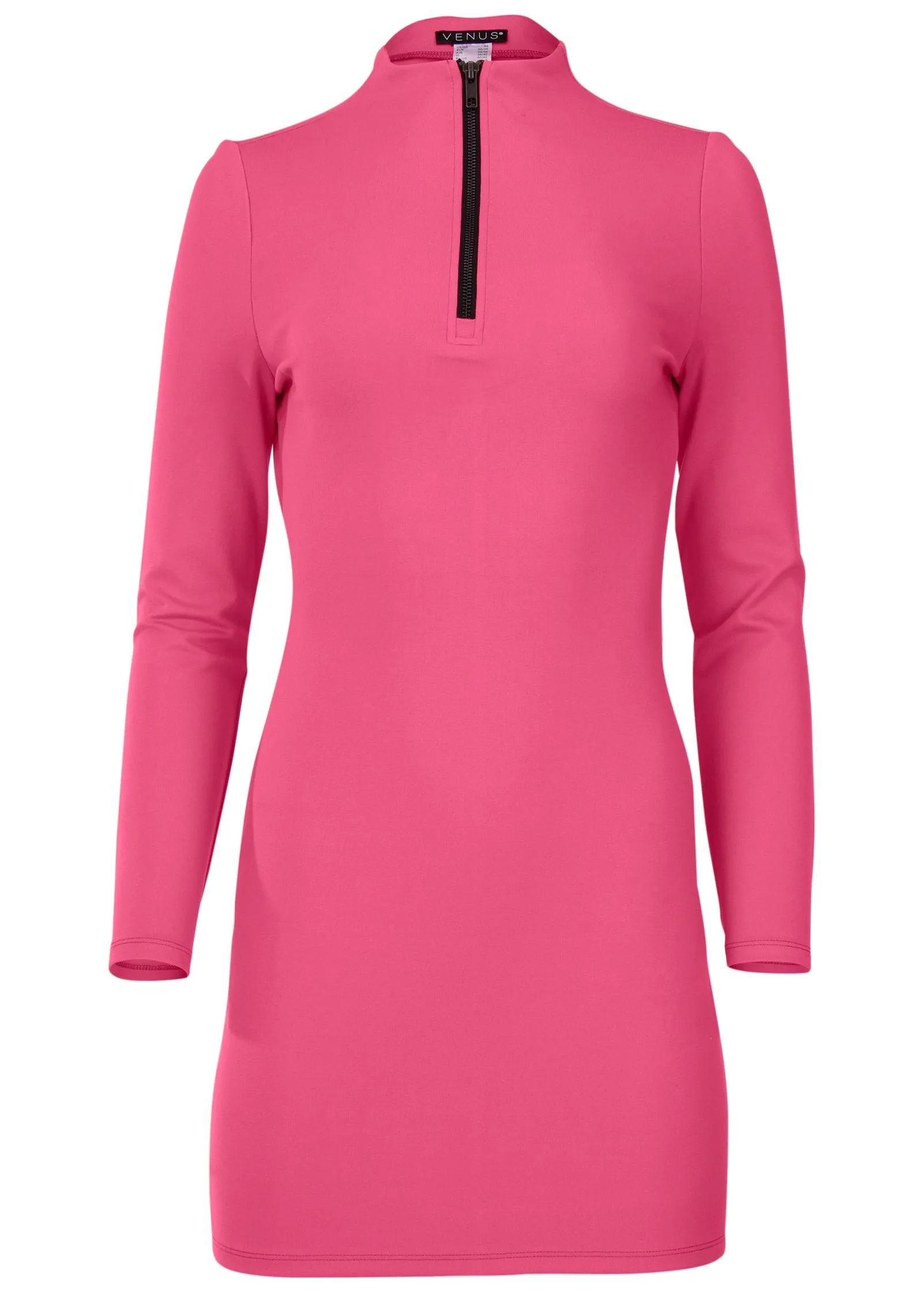 Ponte Quarter Zip Dress - Hot Pink sold by VENUS product image thumbnail 4