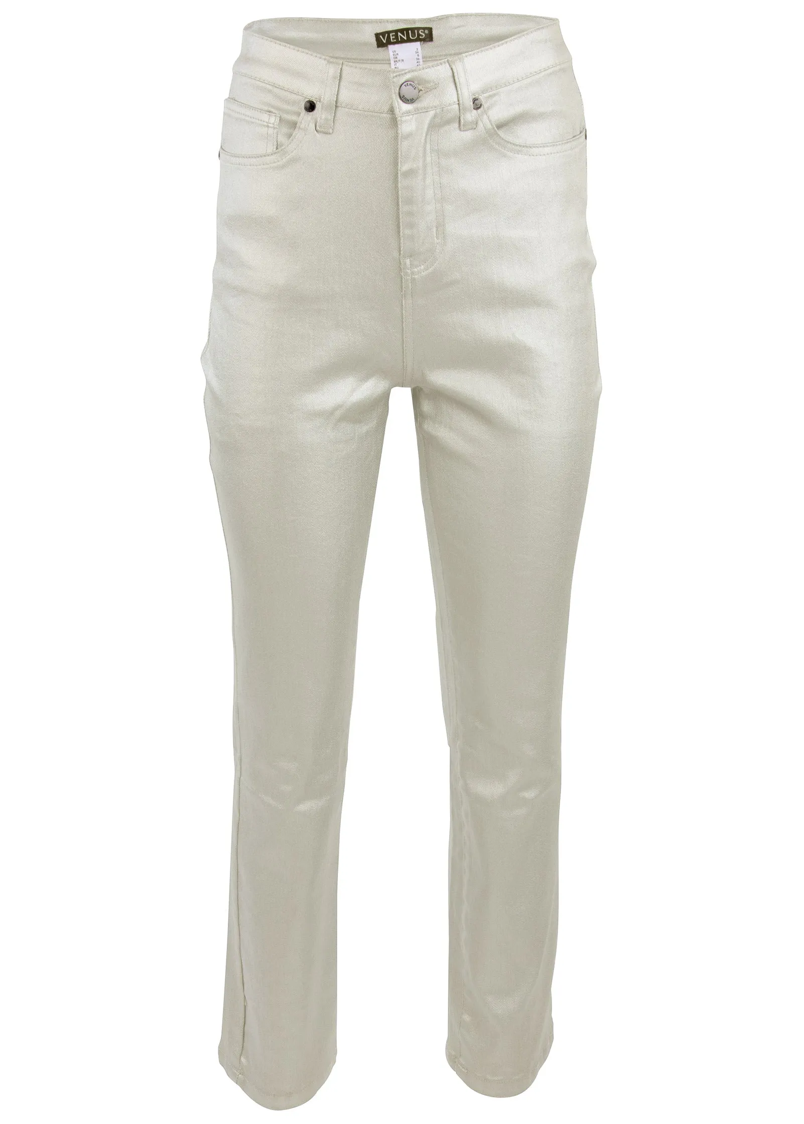 Metallic Straight Leg Jeans - Silver Metallic sold by VENUS product image thumbnail 4