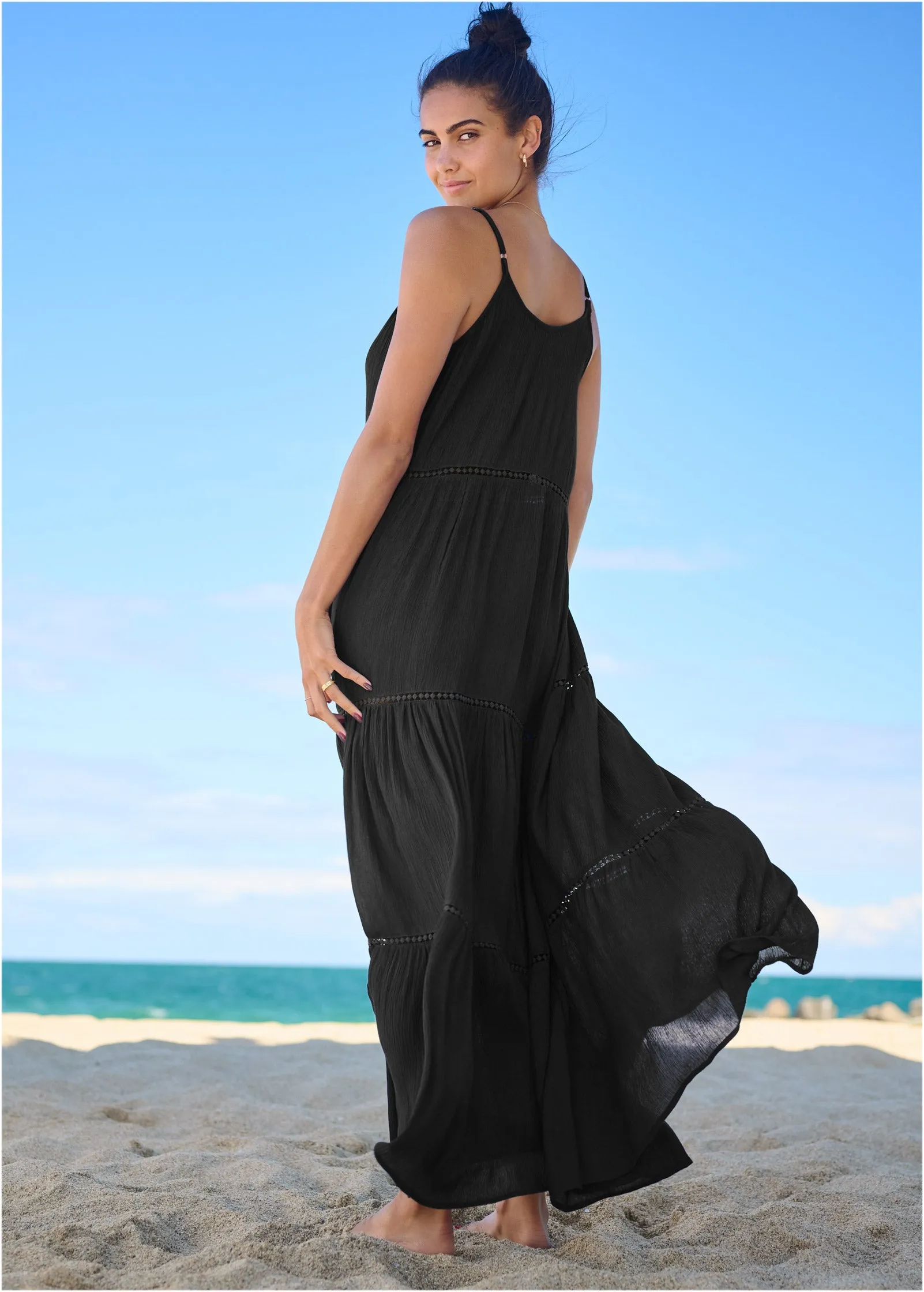 Eyelet Maxi Cover-Up Dress - Black Beauty sold by VENUS product image thumbnail 2