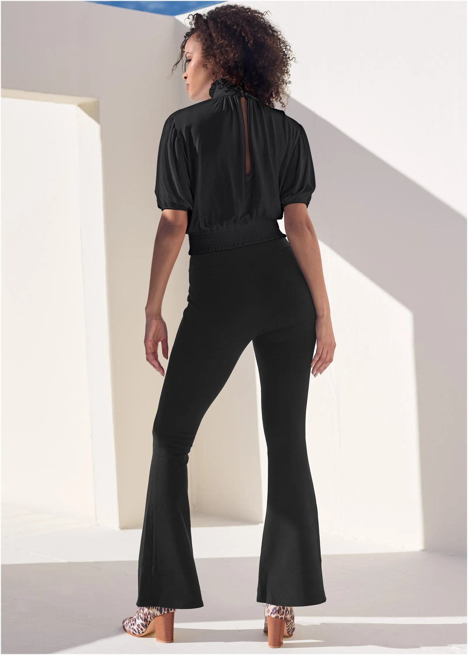 Smocked Mock-Neck Crop Top - Black sold by VENUS product image thumbnail 3