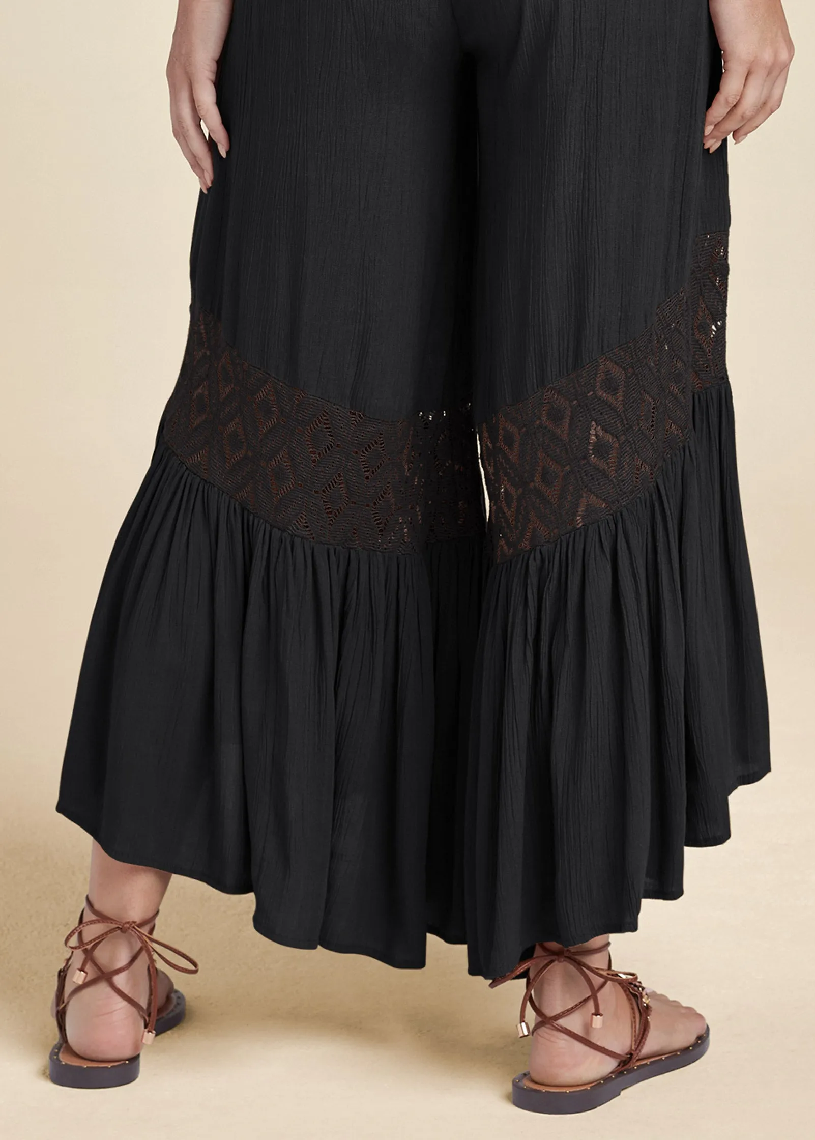 Wide Leg Lace Trim Jumpsuit - Black sold by VENUS product image thumbnail 4