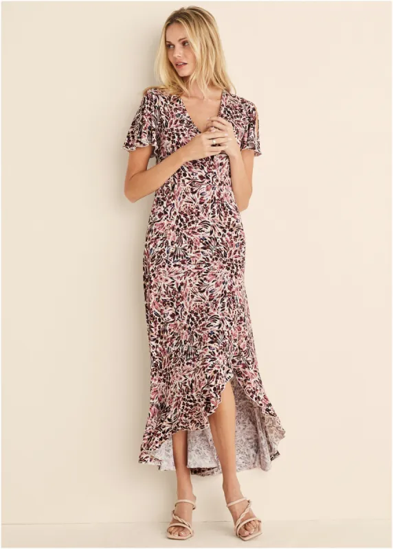 Surplice Maxi Dress  - Cream Multi sold by VENUS