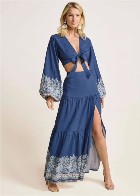 Printed Two-Piece Set  - Blue Multi sold by VENUS