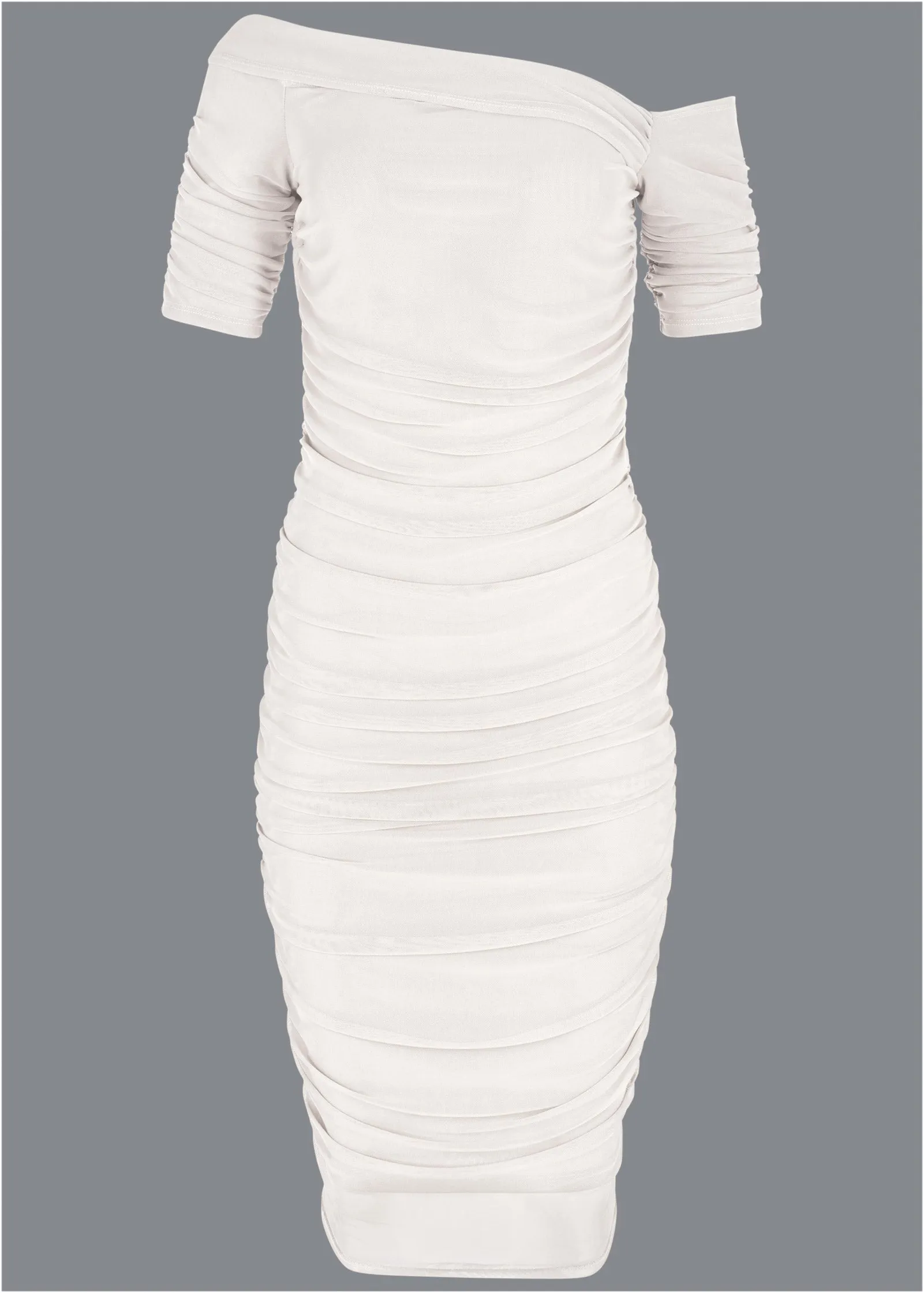 Ruched Mesh Bodycon Dress - Off White sold by VENUS product image thumbnail 5