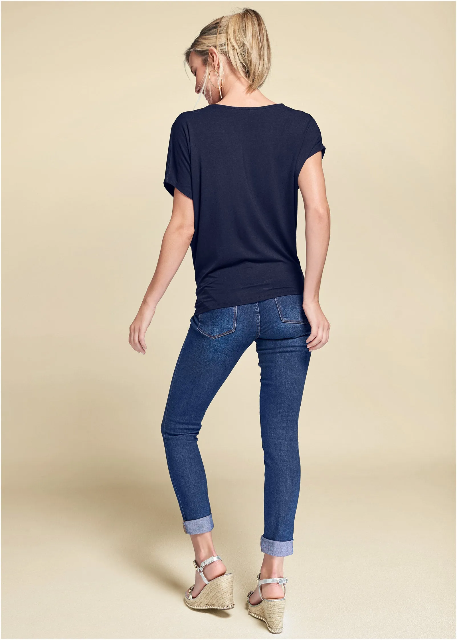 Basic Flounce Top - Navy sold by VENUS product image thumbnail 2