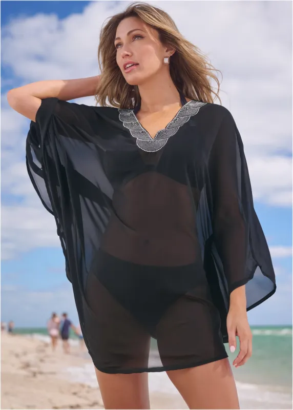 Embellished Tunic Cover-Up - Black Beauty sold by VENUS