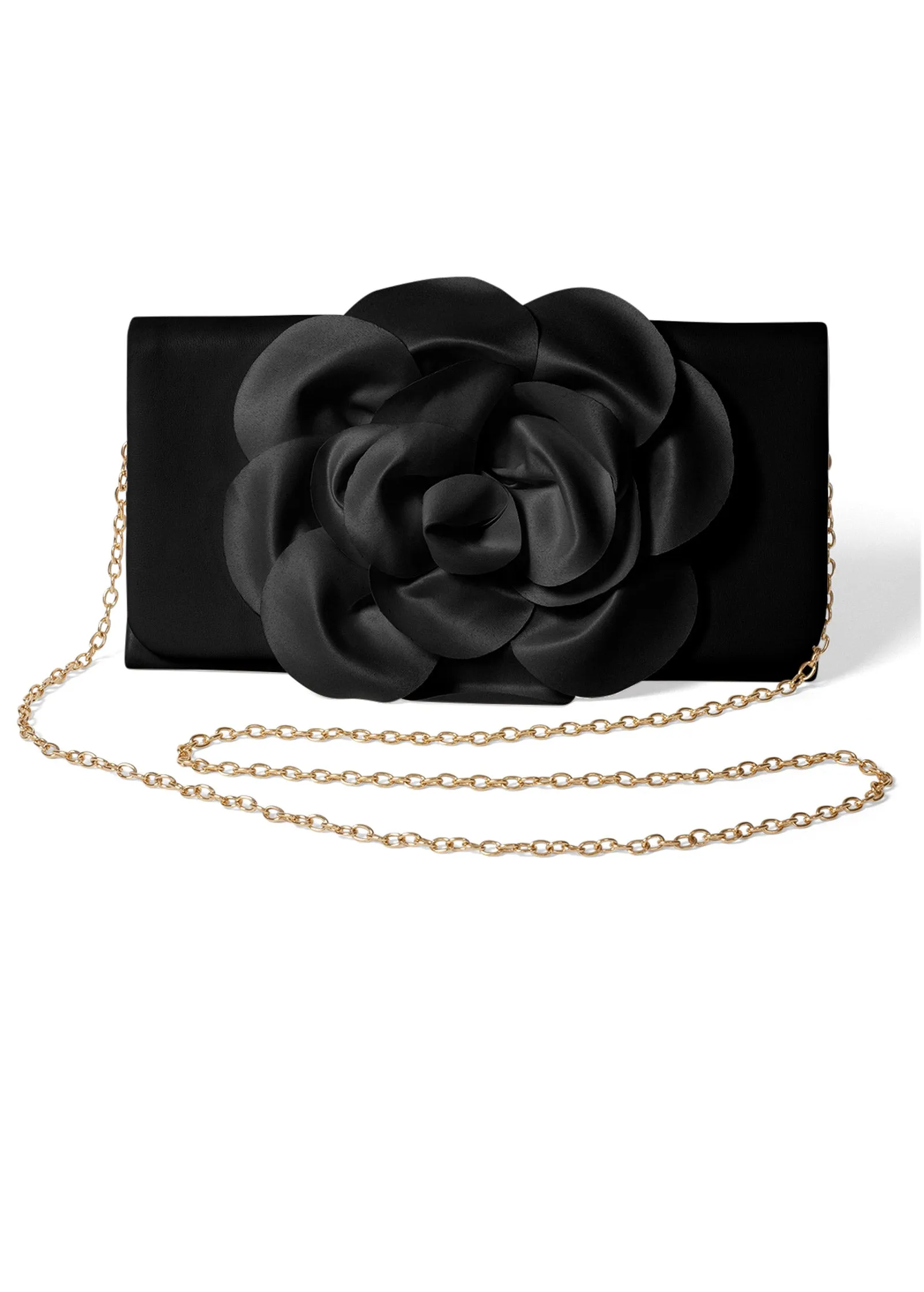 Floral Applique Clutch - Black sold by VENUS