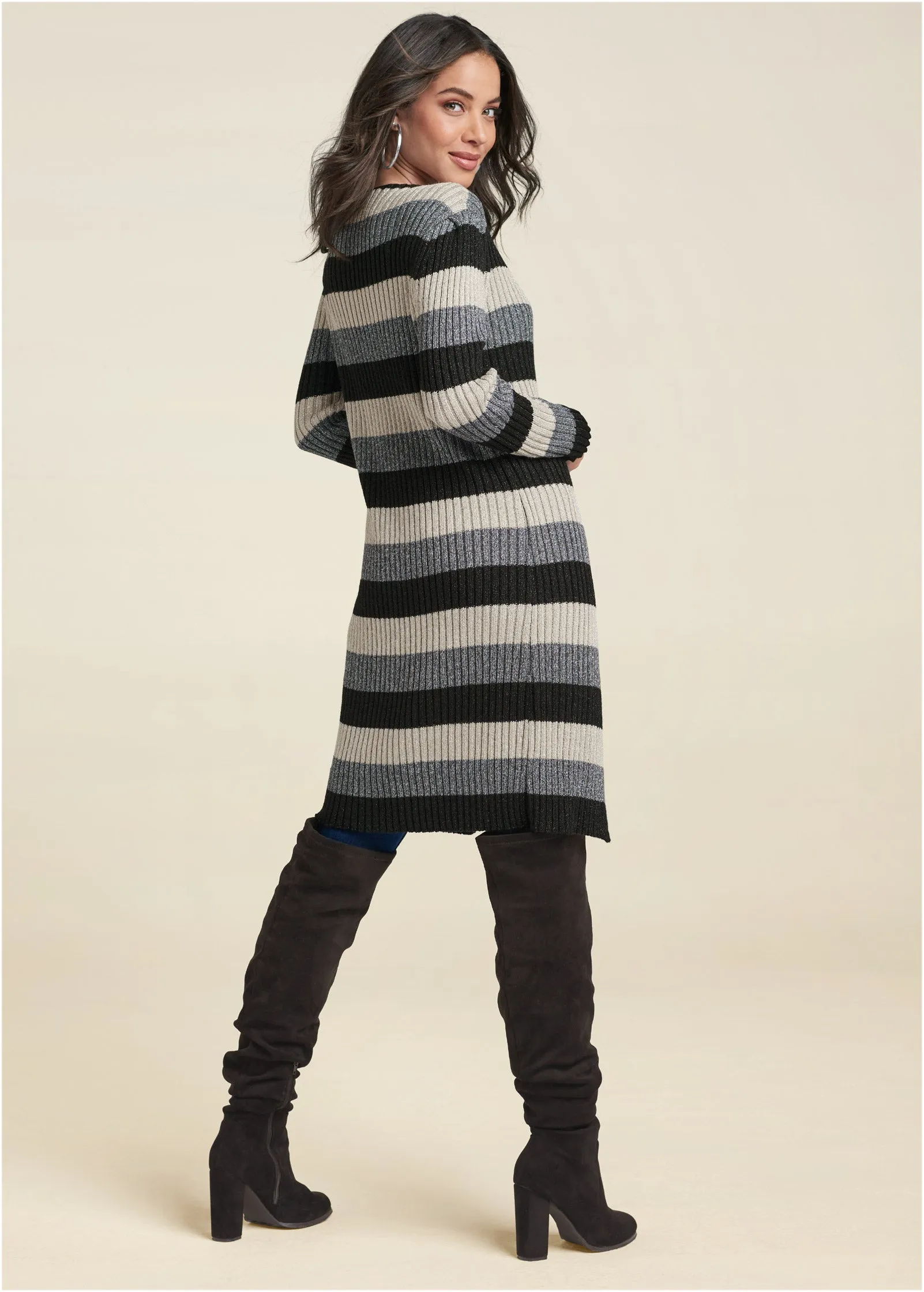 Striped Ribbed Cardigan - Black Multi sold by VENUS product image thumbnail 2