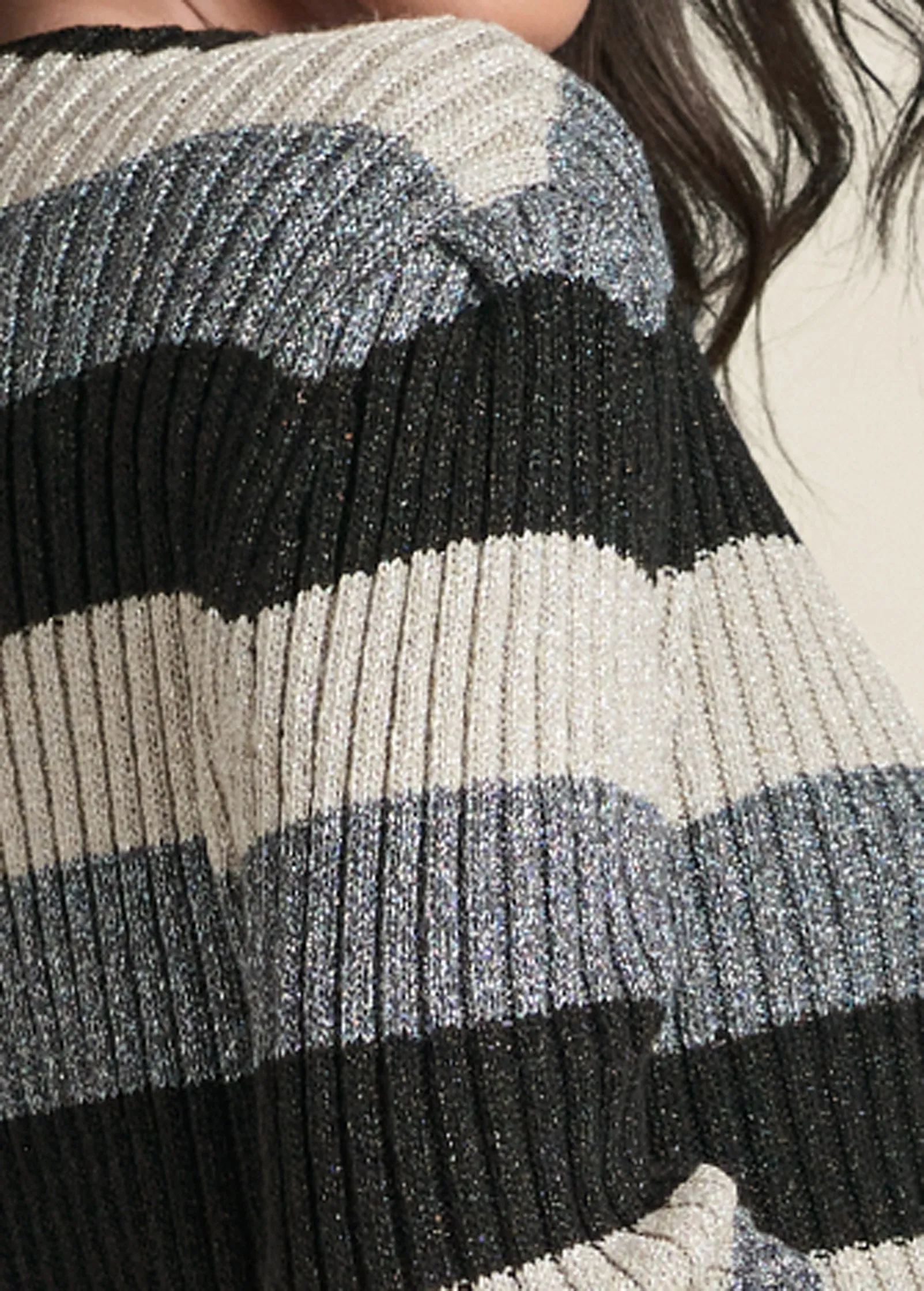 Striped Ribbed Cardigan - Black Multi sold by VENUS product image thumbnail 4