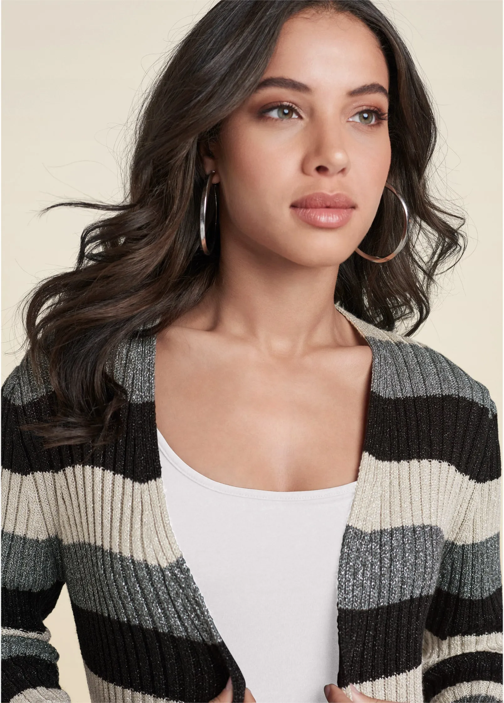 Striped Ribbed Cardigan - Black Multi sold by VENUS product image thumbnail 3