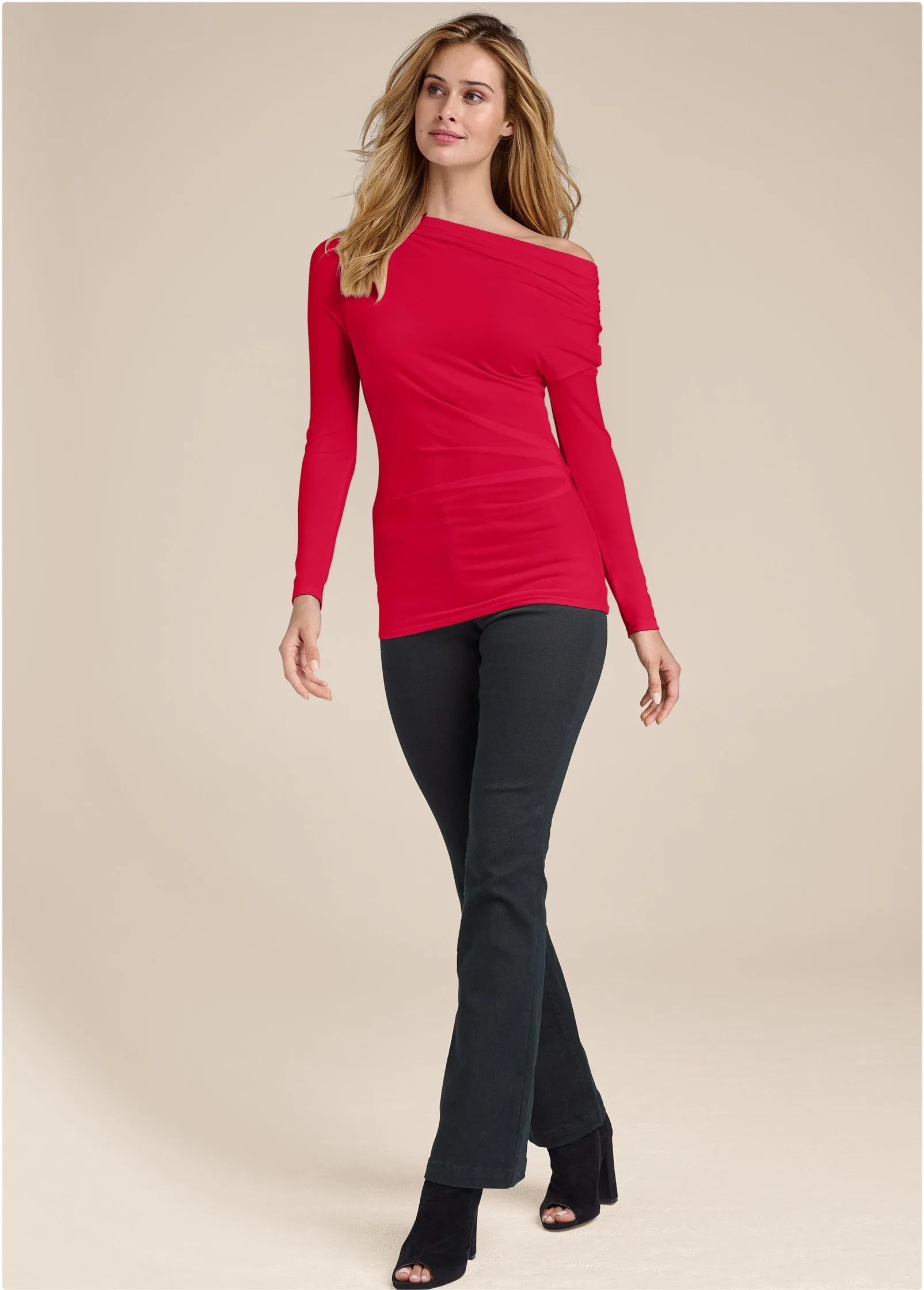 Ruched off-shoulder top - Red sold by VENUS product image thumbnail 2
