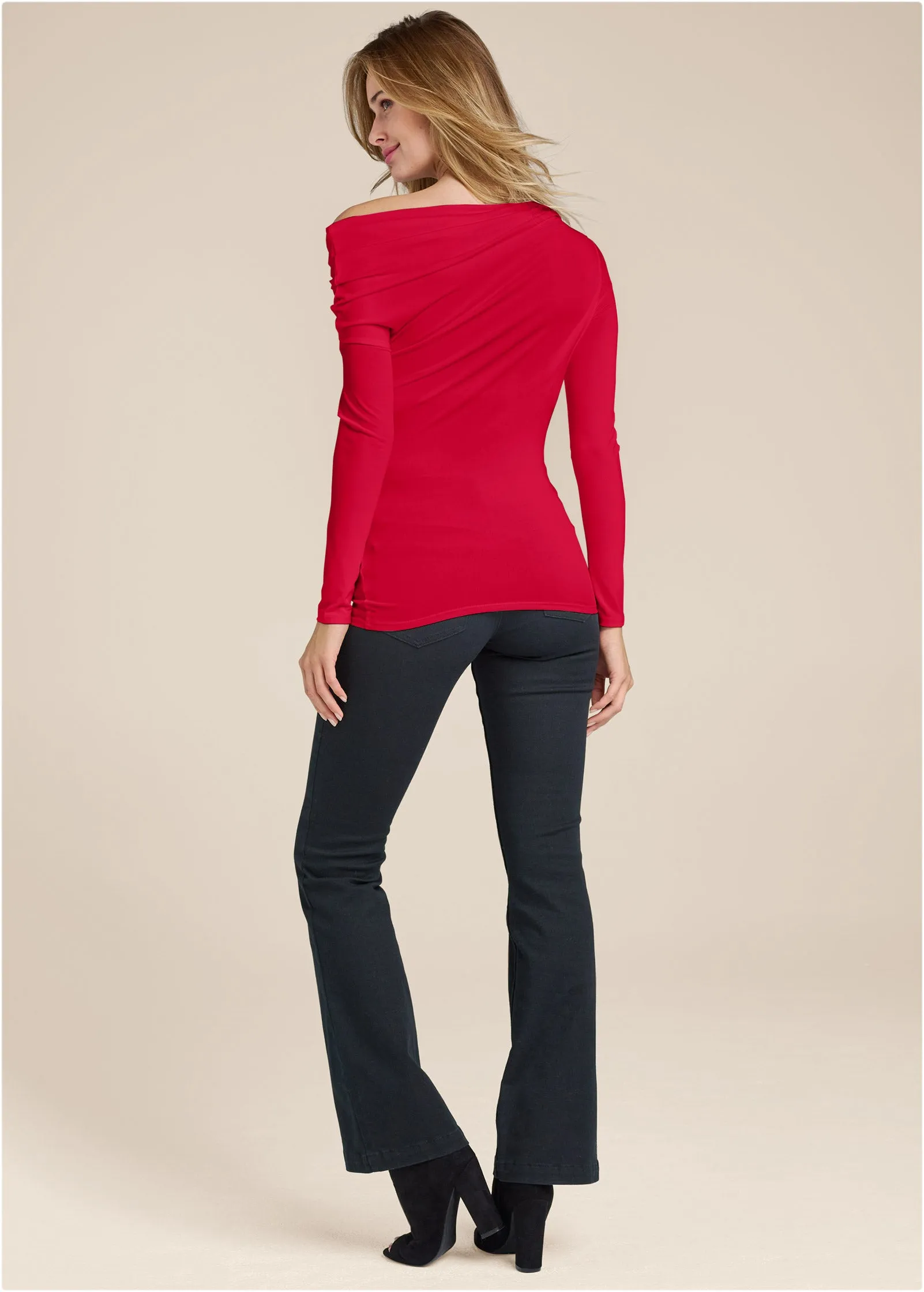 Ruched off-shoulder top - Red sold by VENUS product image thumbnail 3