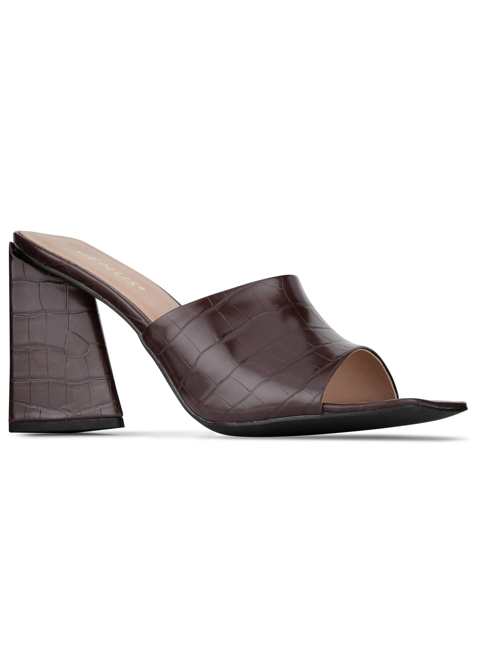 Faux Croc Mules - Brown sold by VENUS
