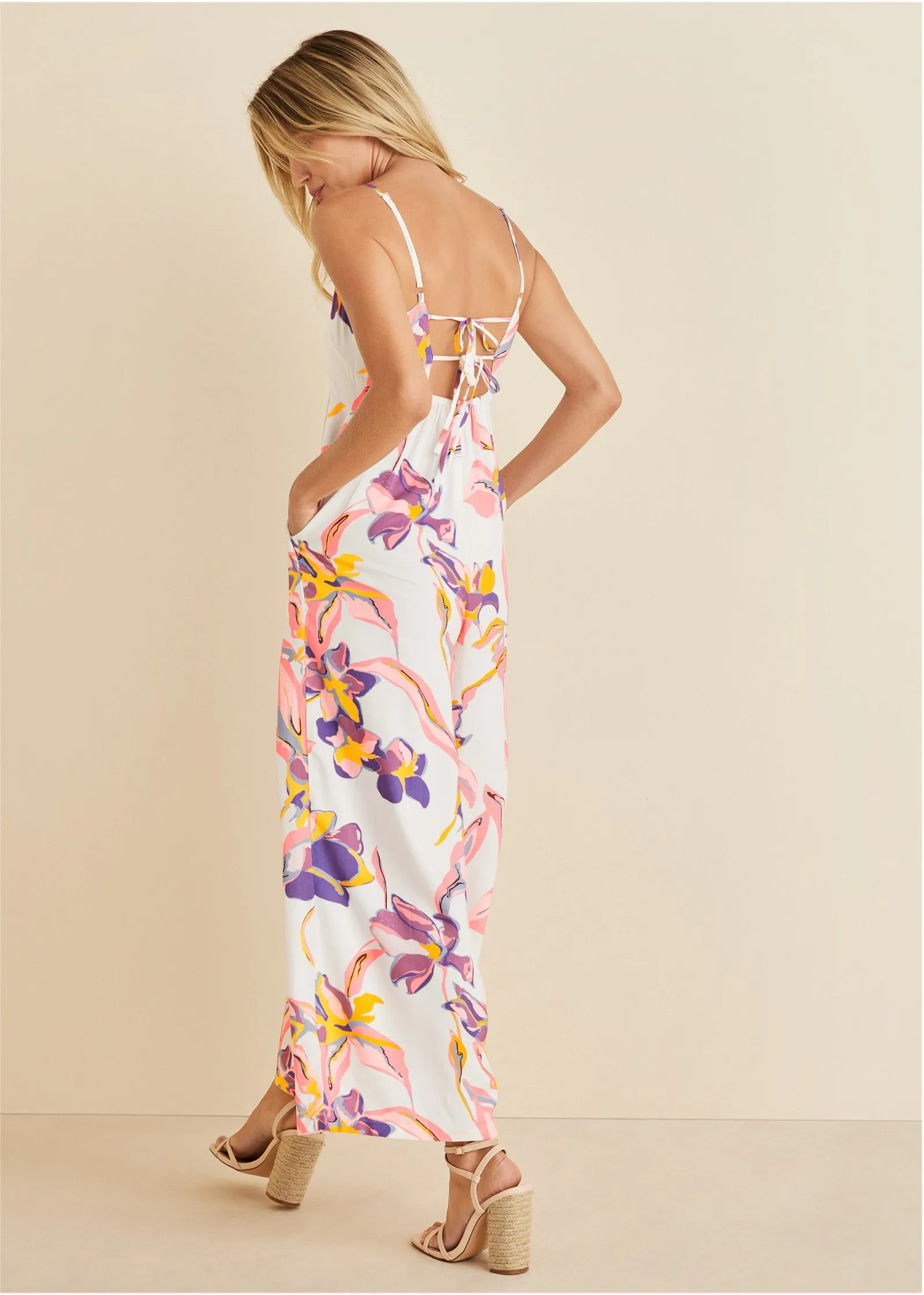 Square Neck Printed Jumpsuit - White Multi sold by VENUS product image thumbnail 2