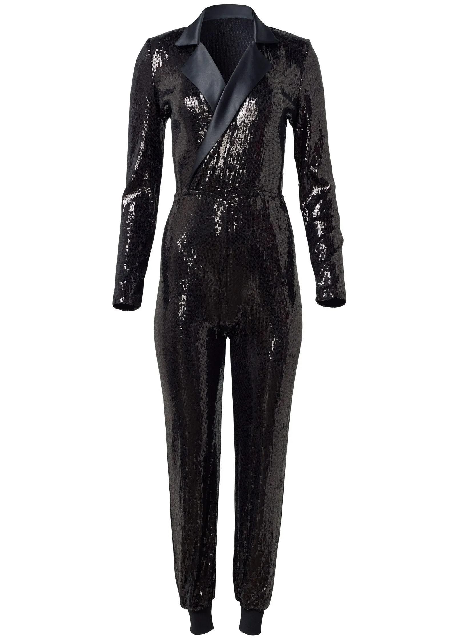 Tuxedo Sequin Jumpsuit - Black sold by VENUS product image thumbnail 5