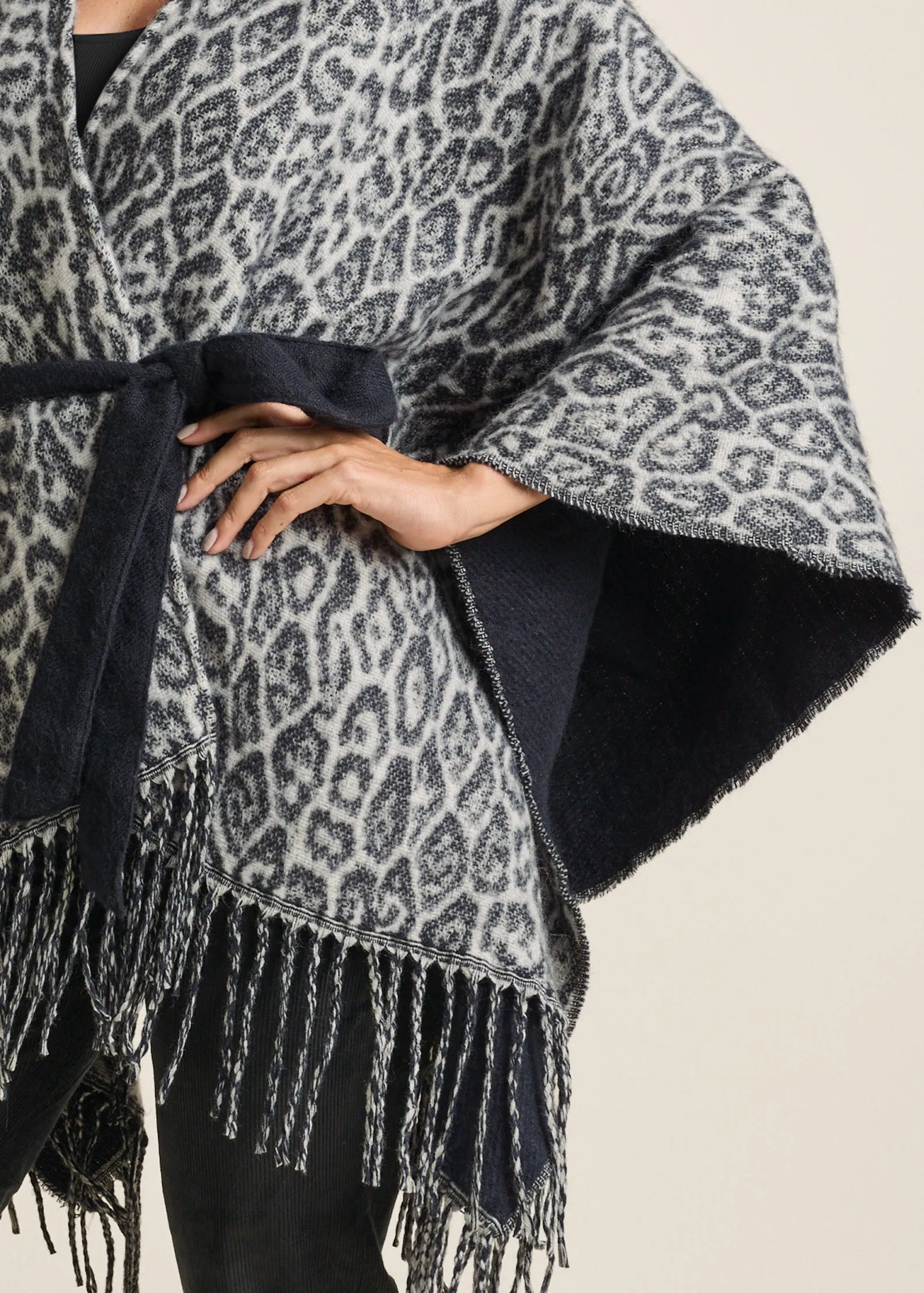 Leopard Wrap Knit Cape - Snow Leopard sold by VENUS product image thumbnail 4