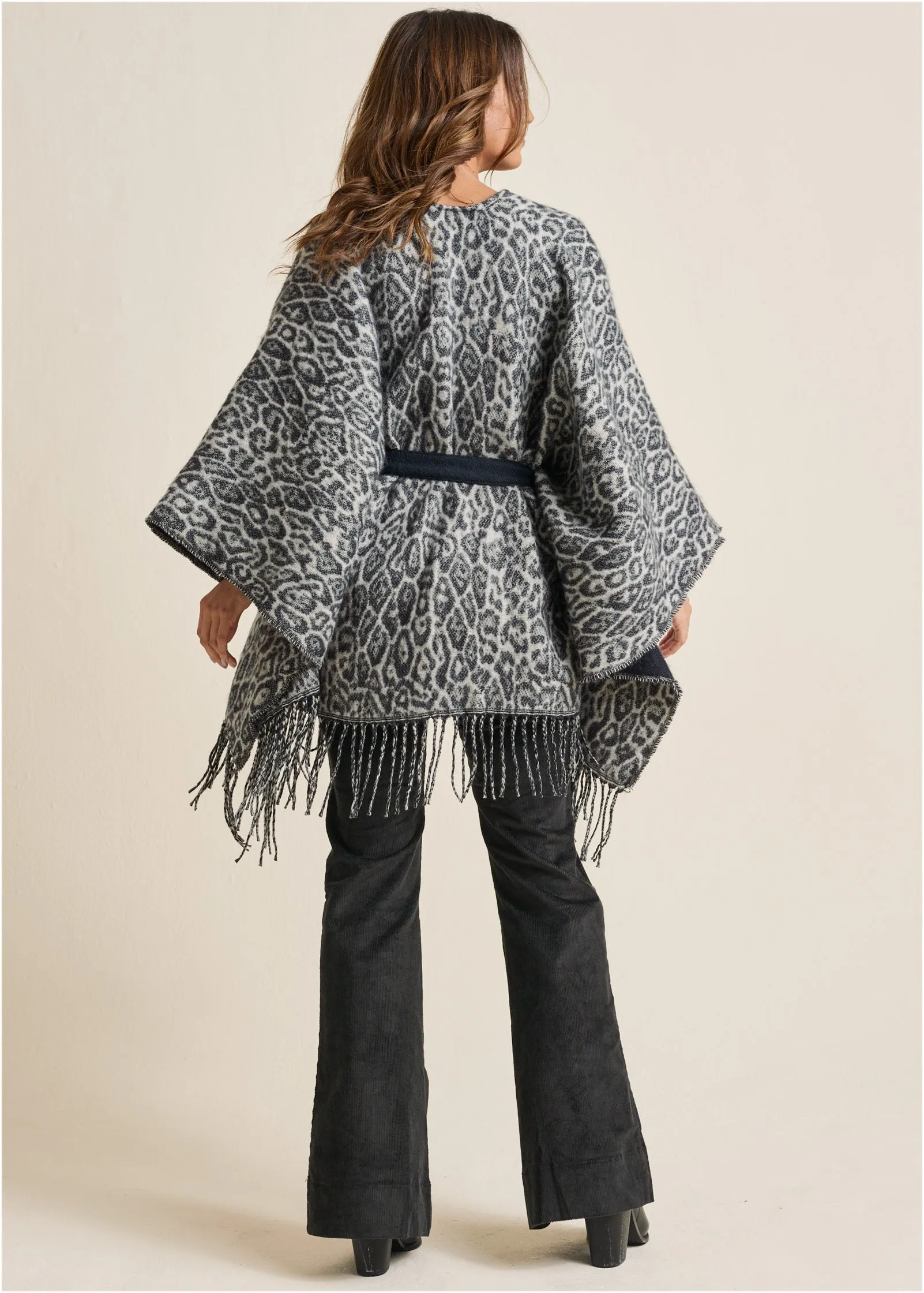 Leopard Wrap Knit Cape - Snow Leopard sold by VENUS product image thumbnail 3