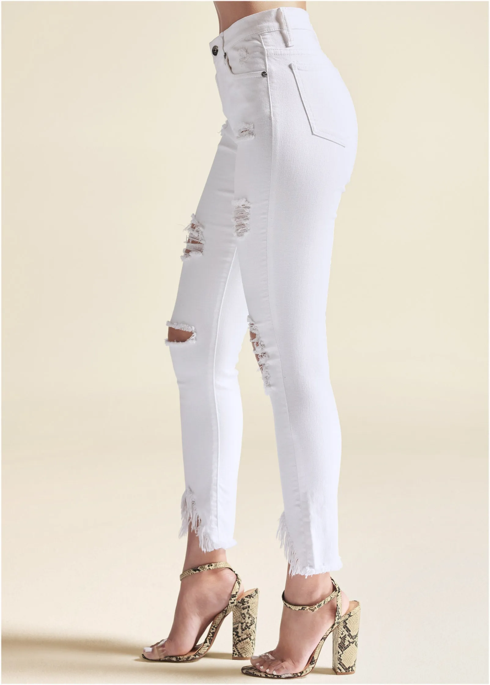 Triangle Hem Jeans - White sold by VENUS product image thumbnail 3