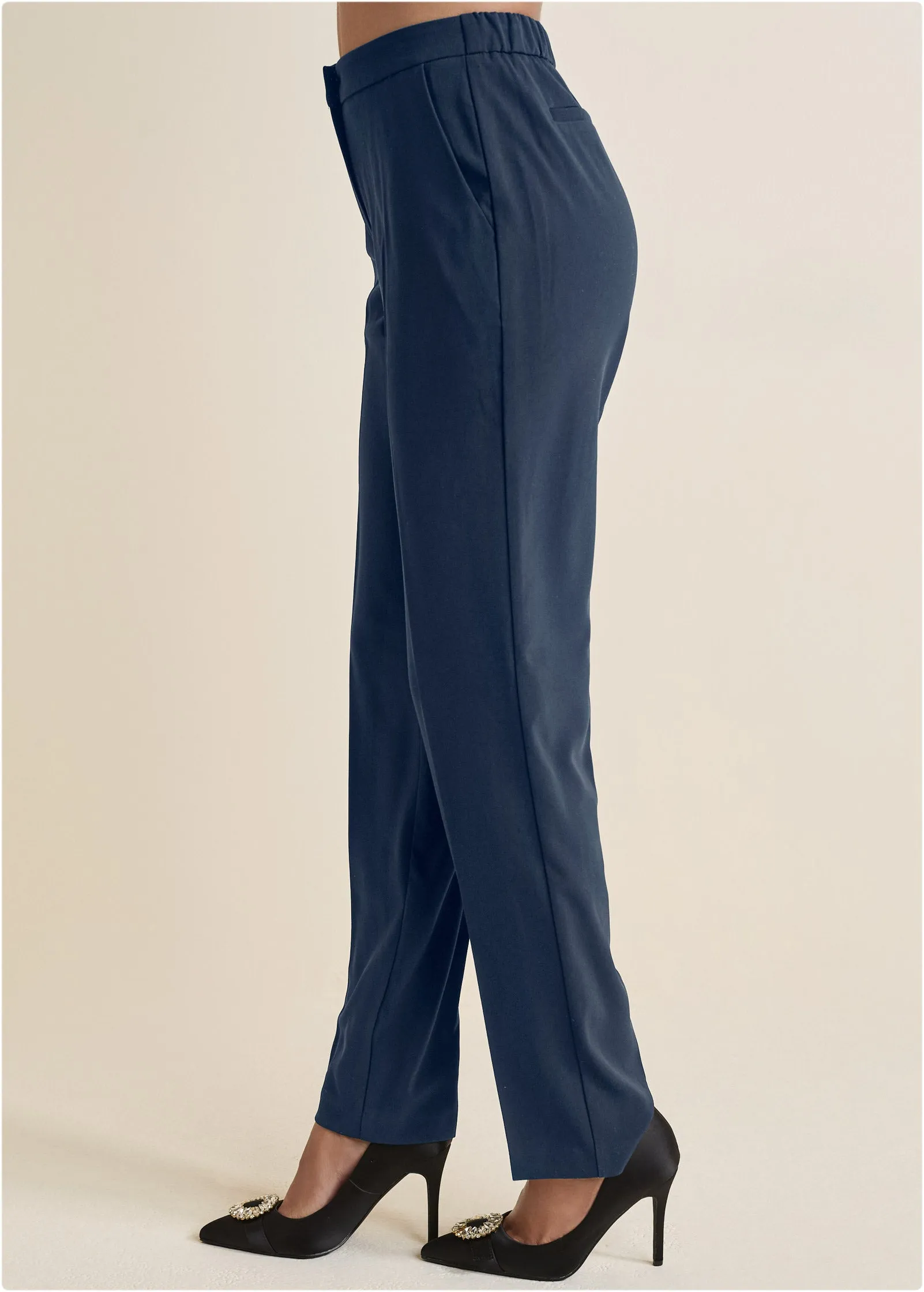 High-Rise Straight Trousers - Navy sold by VENUS product image thumbnail 3