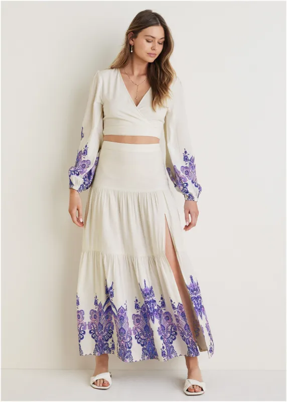 Printed Two-Piece Set - Purple Paisley Border sold by VENUS