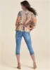 Printed Faux-Wrap Top - Orange Multi sold by VENUS