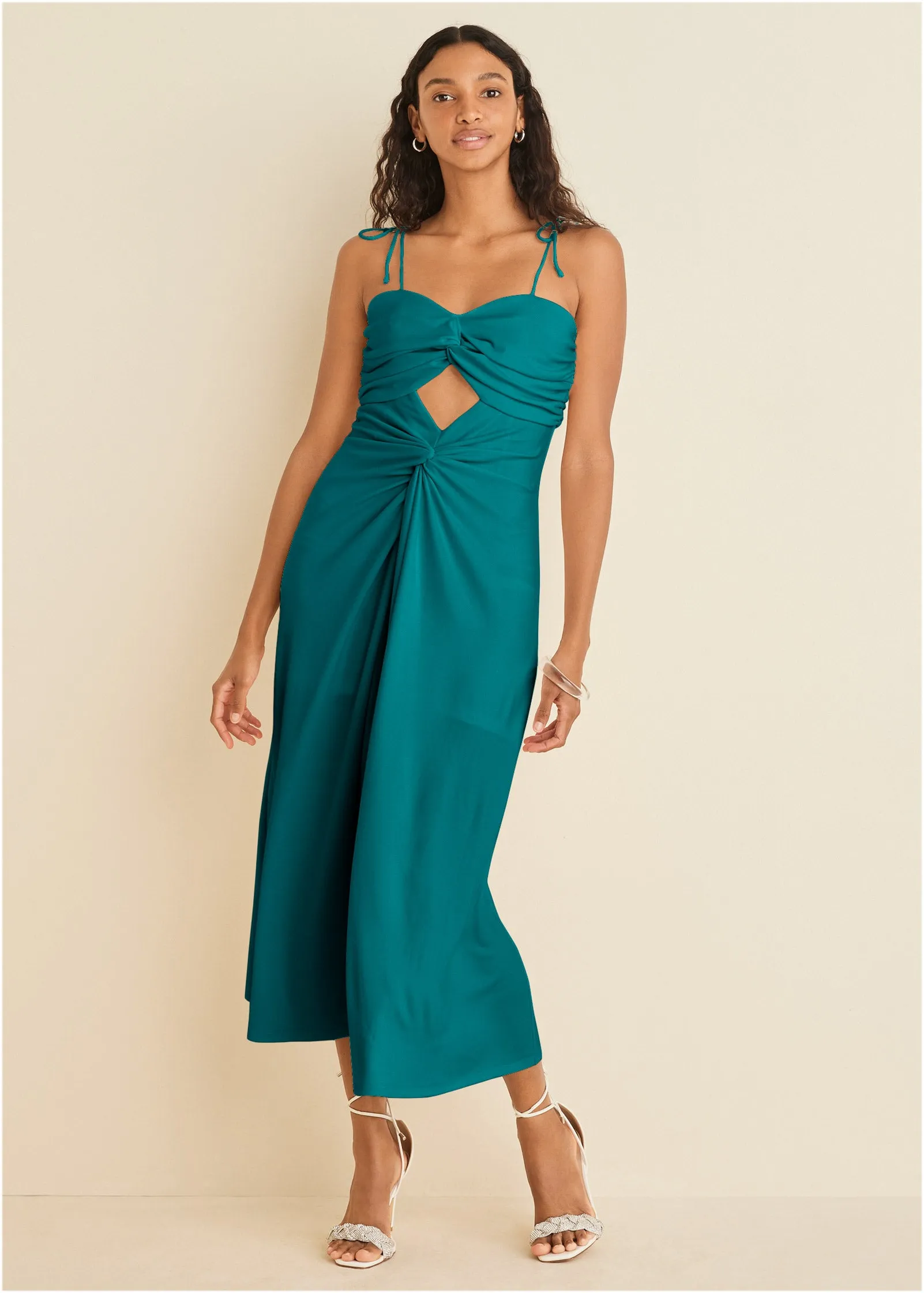 Ruched Cutout Maxi Dress - Teal sold by VENUS