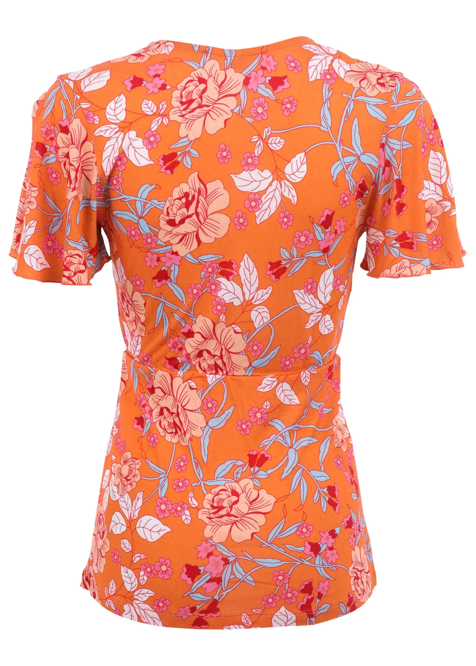 Flutter Sleeve Wrap Top - Orange Multi sold by VENUS product image thumbnail 5