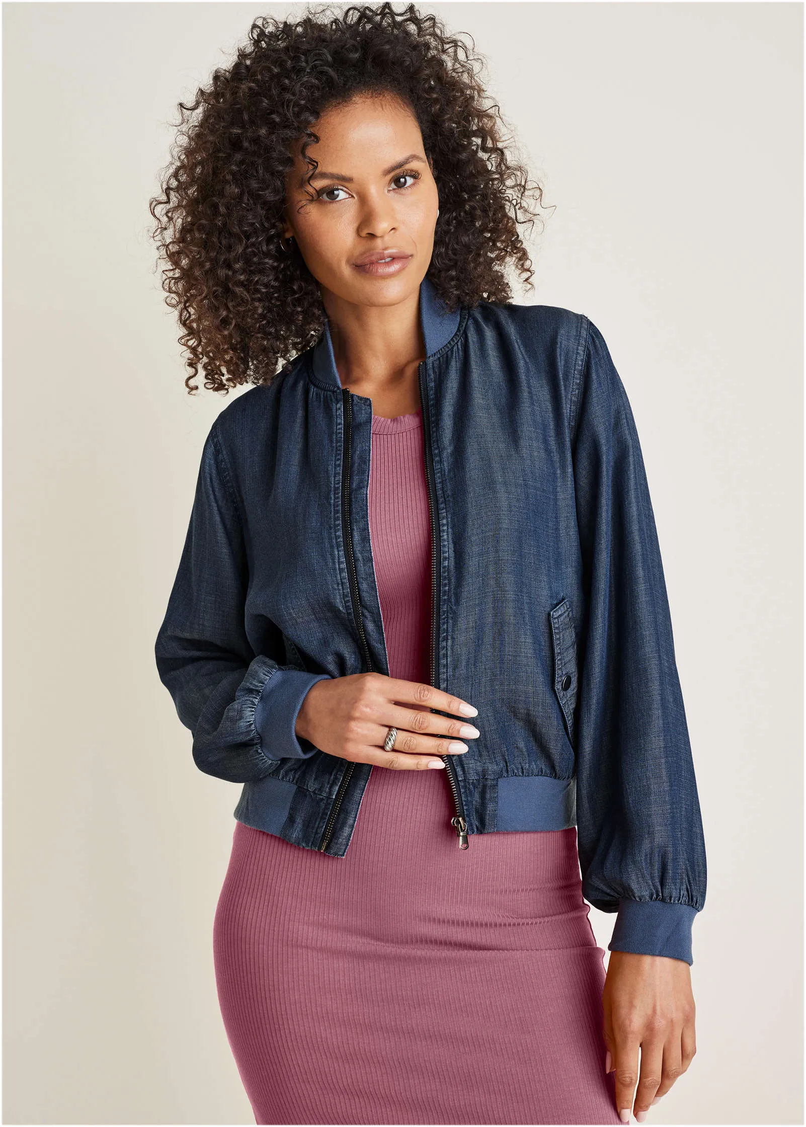 Chambray Bomber Jacket - Dark Wash sold by VENUS product image thumbnail 5