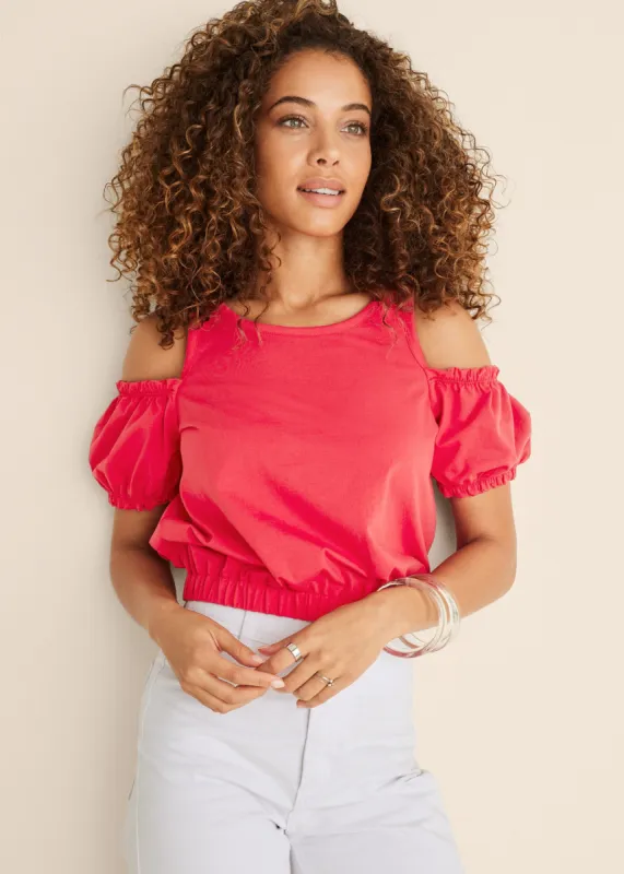 Cold Shoulder Top - Red sold by VENUS