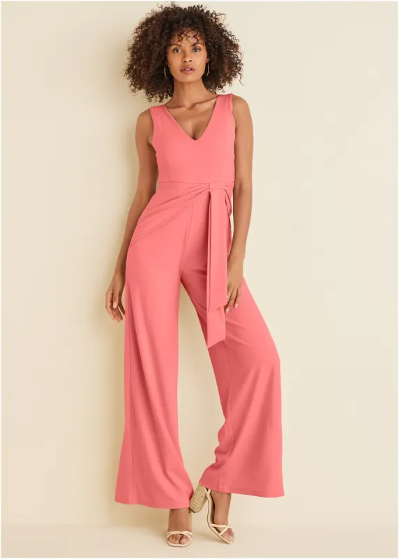 Wide Leg Jumpsuit - Coral made by VENUS